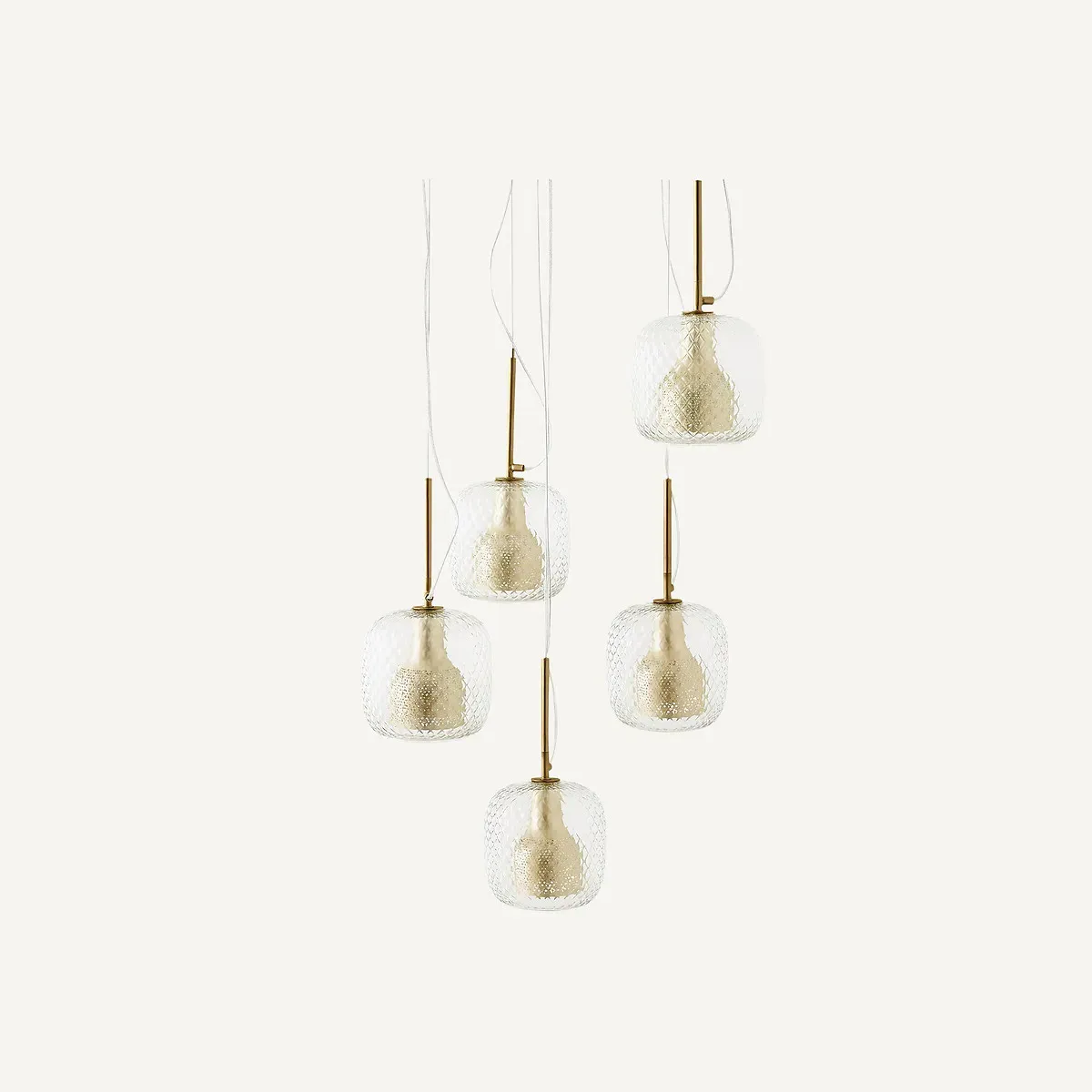 Mistinguett 5 Globe Cluster Ceiling Light - Brass, Glass product