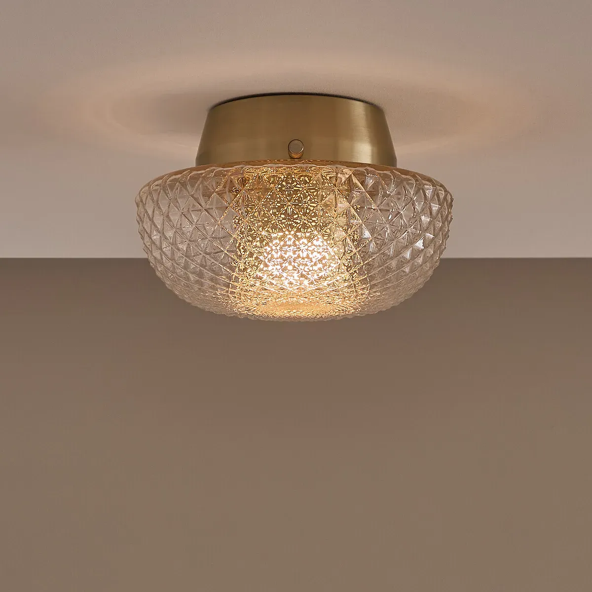 Mistinguett Engraved Glass Ceiling-Mounted Wall Light - Aged Brass alternate view