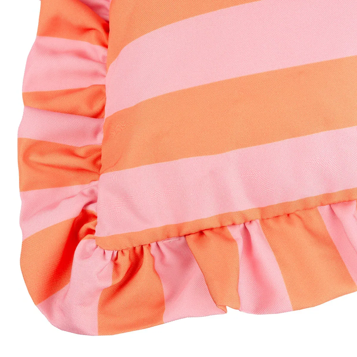 Palm Royale Stripe Ruffle Outdoor Cushion - Pink, Polyester alternate view