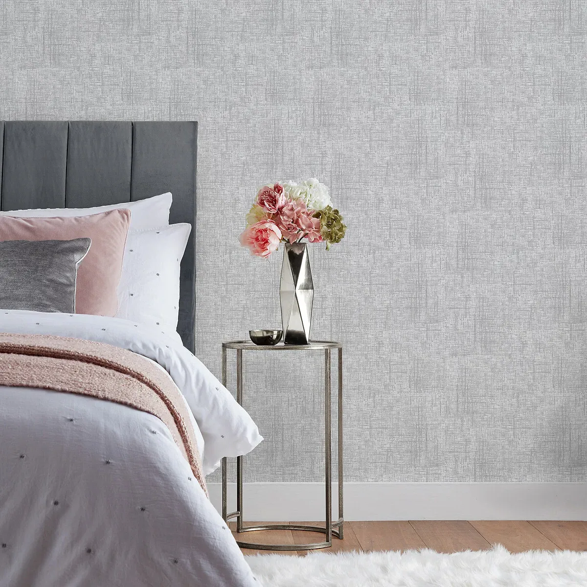Serafina Abstract Vinyl Wallpaper 10m Roll - Silver, Vinyl alternate view