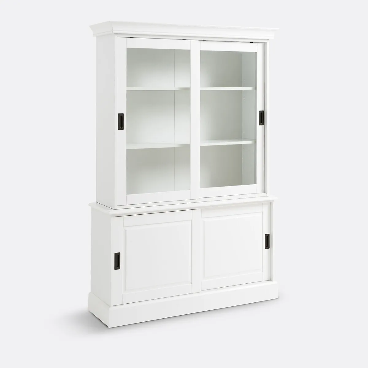 4-Door Sideboard with Sliding Glass Doors - White, Solid Pine product