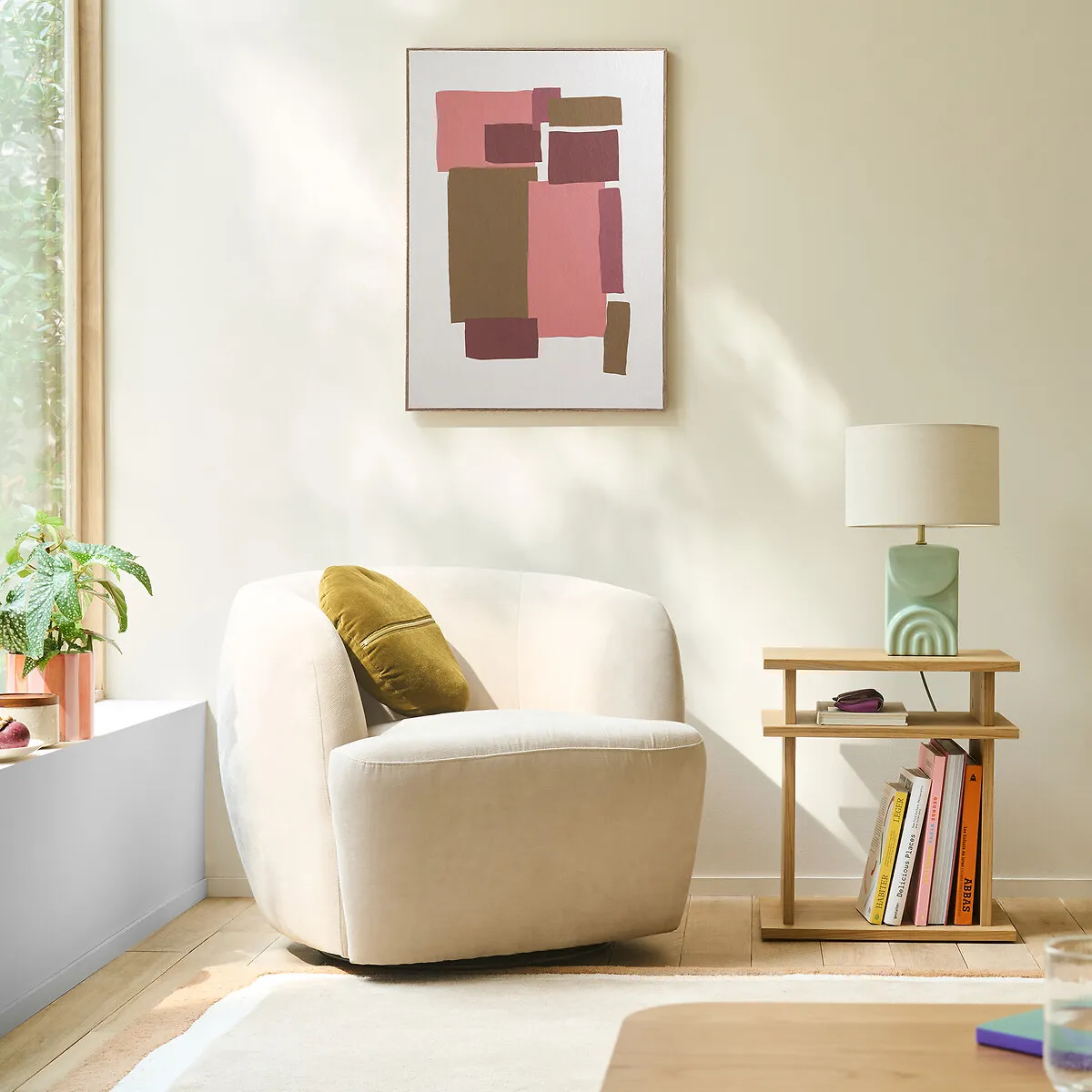 Abac Side Table with 2 Compartments - Oak, MDF alternate view