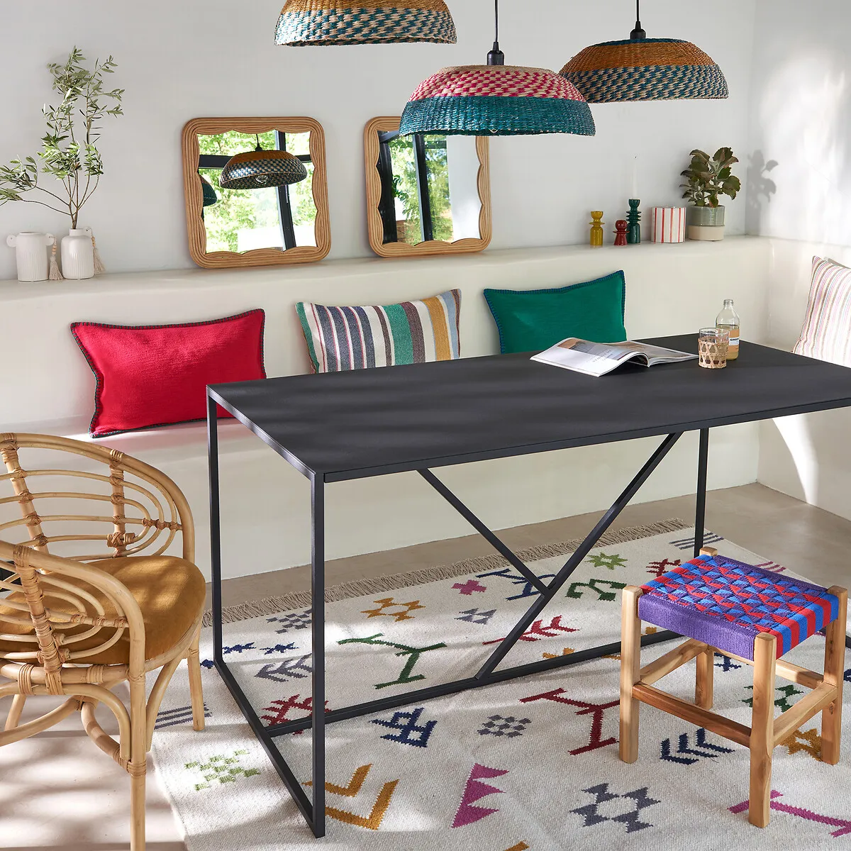 Abby 6-Seater Rectangular Dining Table - Black, Iron alternate view