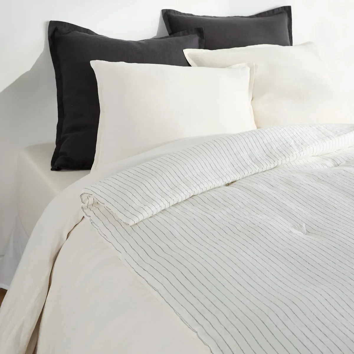 Abella Quilted Quilt - Striped, Washed Linen alternate view