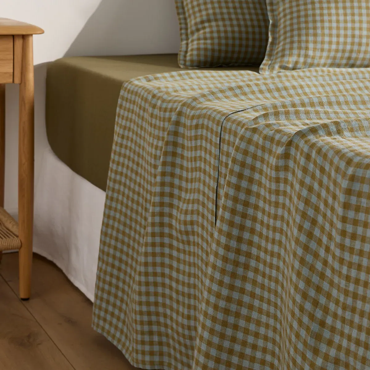 Acélie Flat Sheet - Olive Green, Washed Linen product