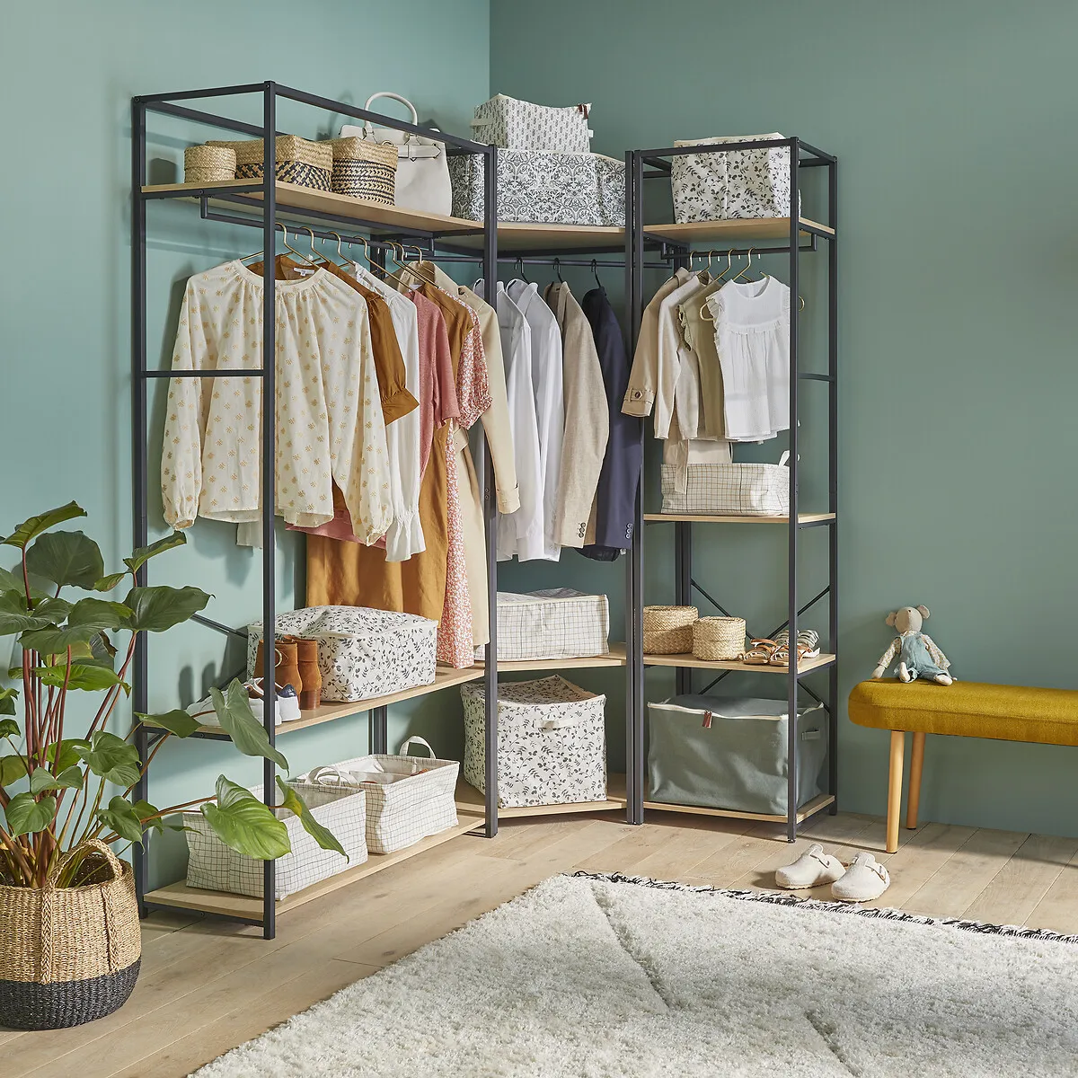 Adarbi Corner Wardrobe Unit - Black, Wood alternate view
