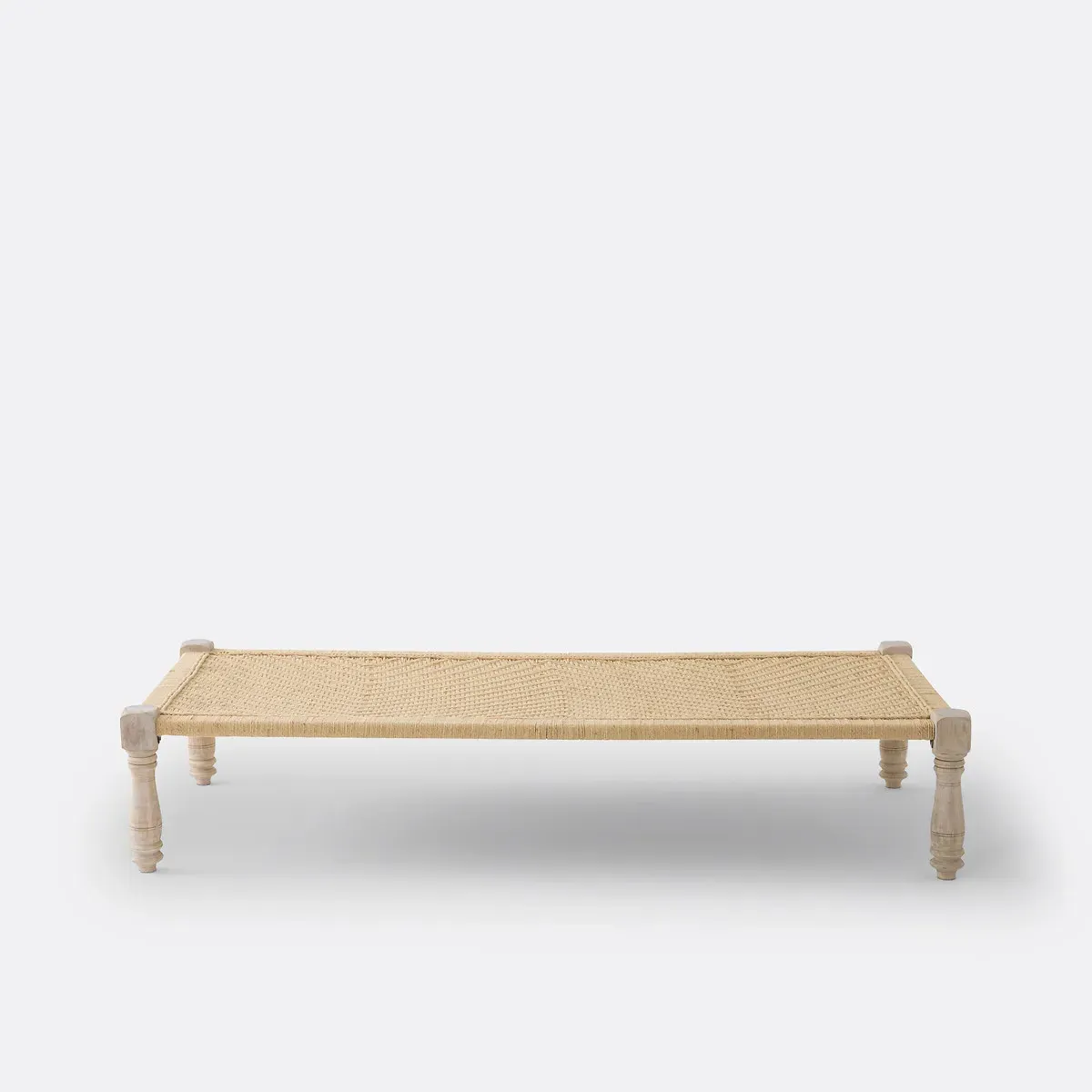 Adas Bench/Bed with Hand-Braided Rope Seat - Bleached Wood, Mango Wood alternate view
