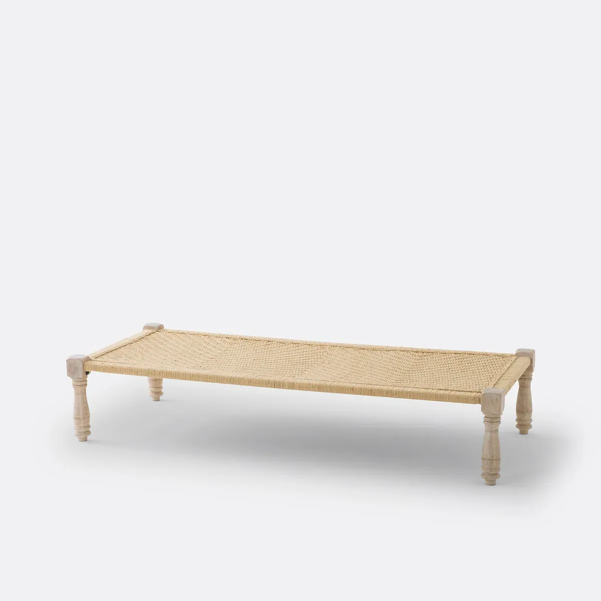 Adas Bench/Bed with Hand-Braided Rope Seat - Bleached Wood, Mango Wood product