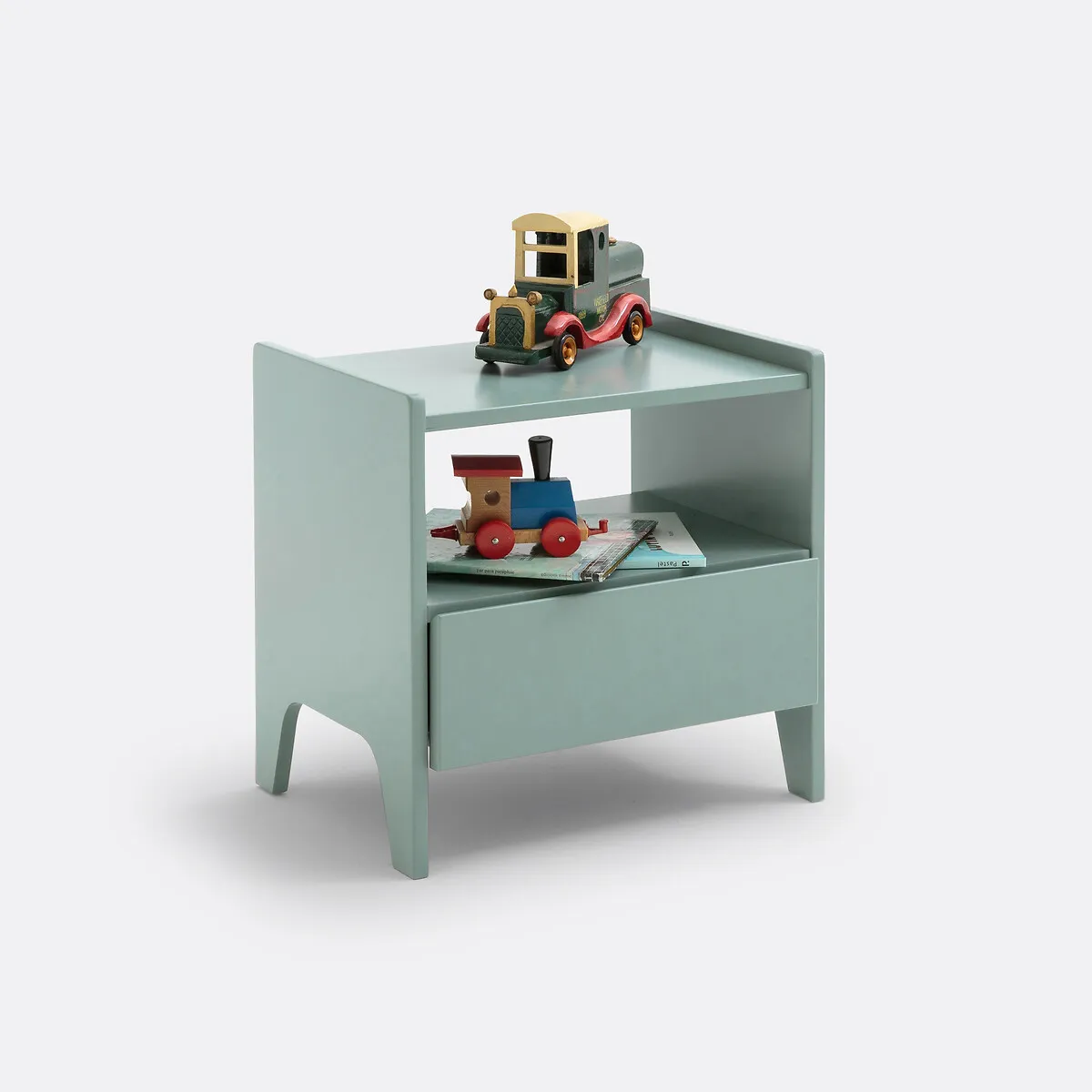Adil Bedside Table with Storage - Grey-Green, Pine product