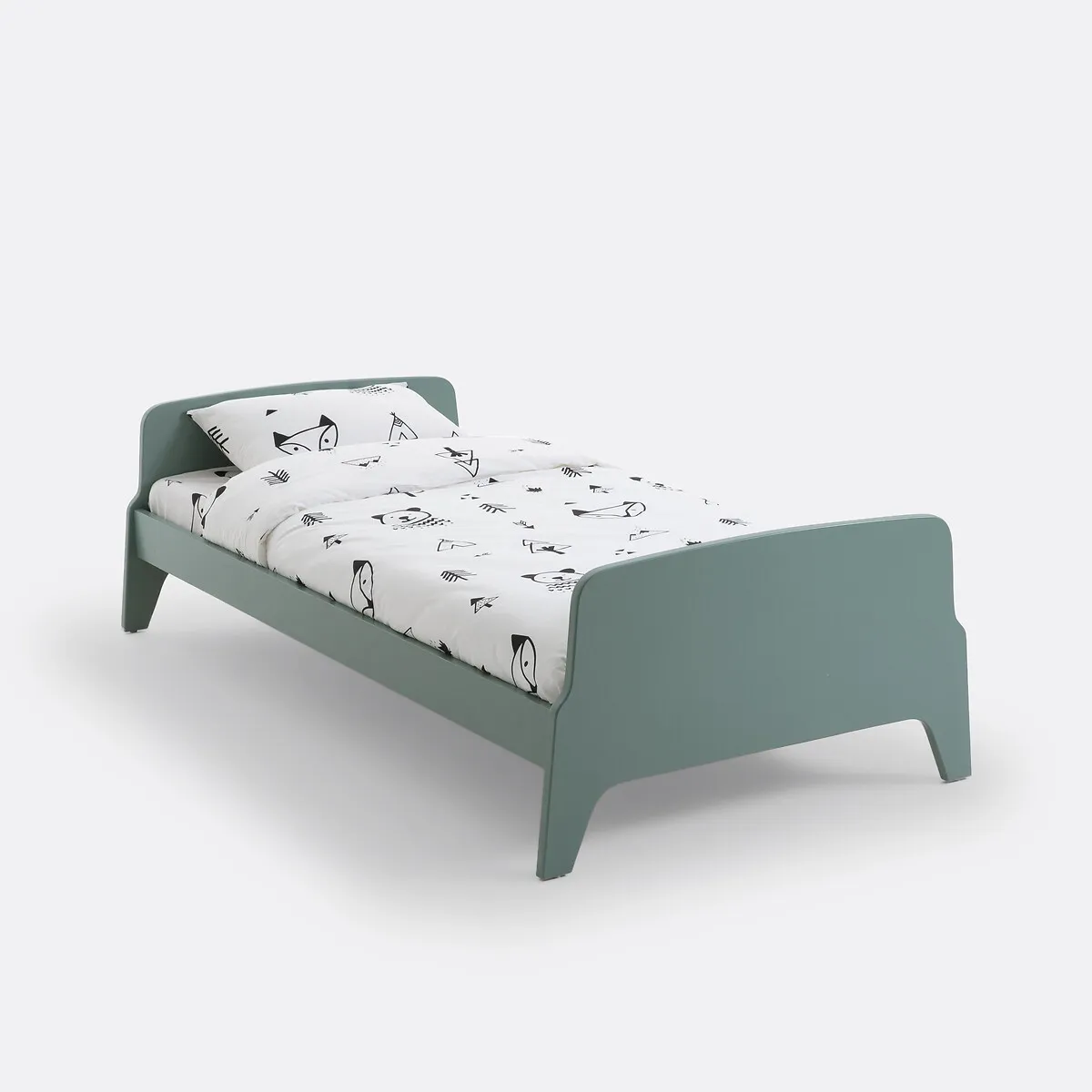 Adil Single Bed Frame with Slatted Base - Grey-Green, Pine product