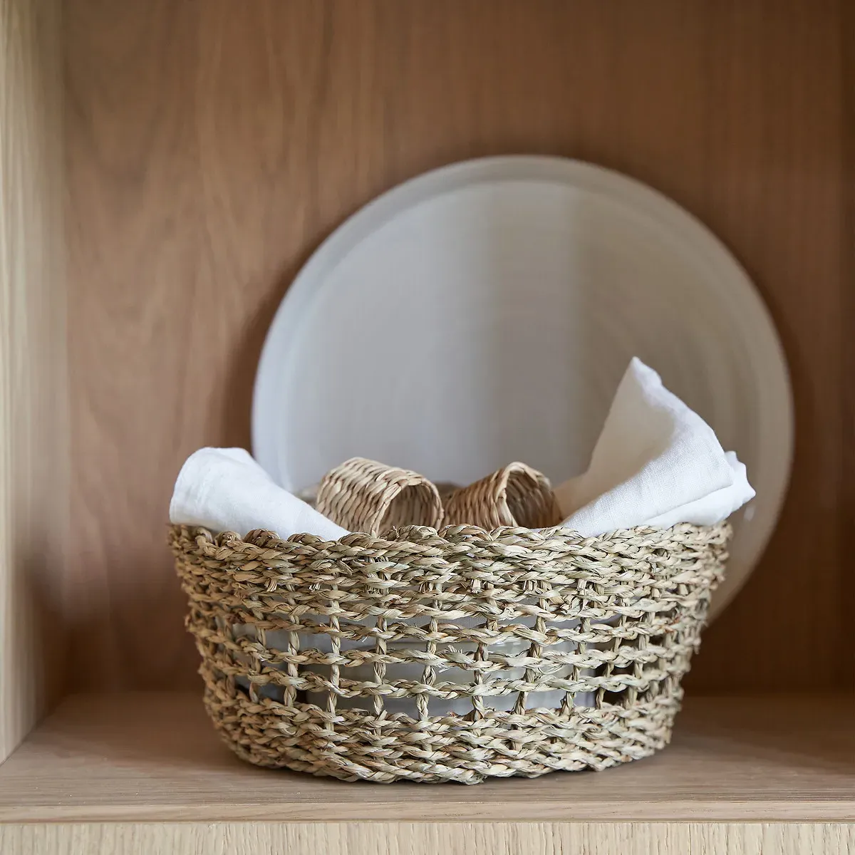 Adilar Round Bread Basket - Natural, Woven Grass alternate view