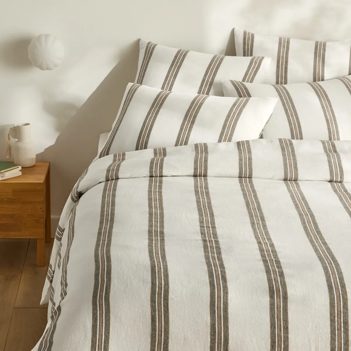 Aelle Duvet Cover - Striped, Washed Linen product