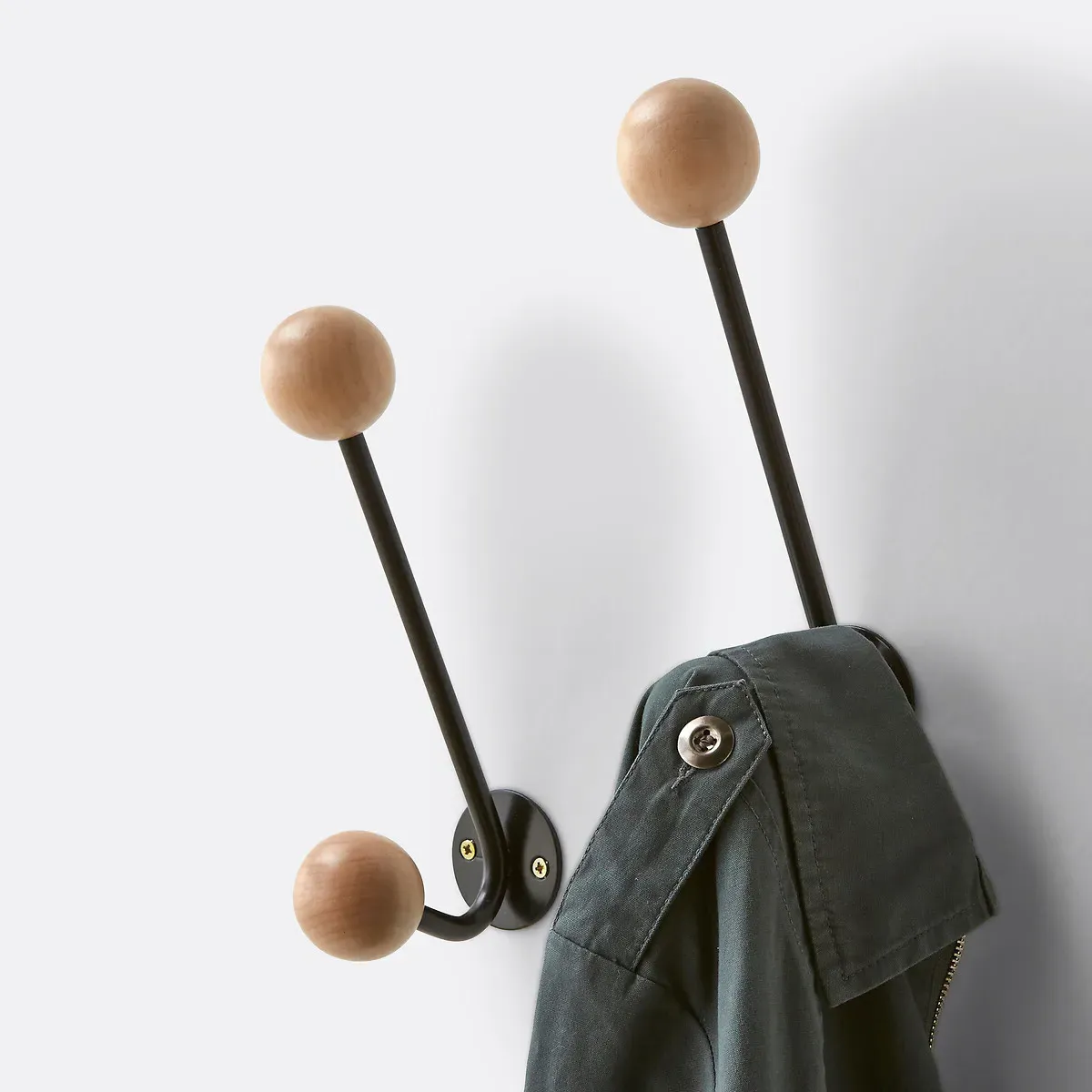 Agama Set of 2 Double Wall Hooks - Black, Birch alternate view