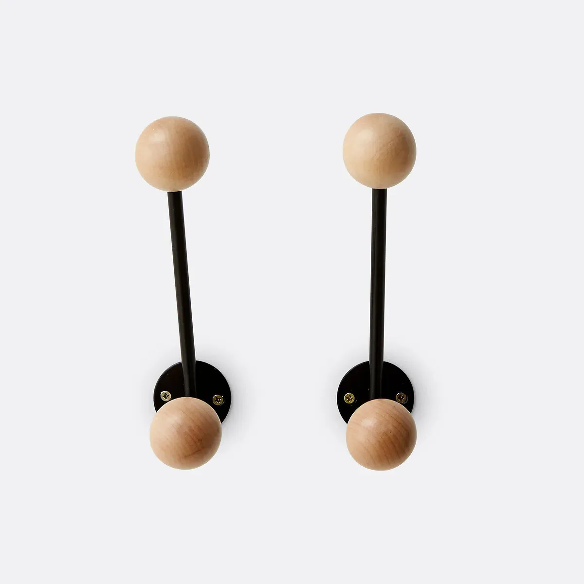 Agama Set of 2 Double Wall Hooks - Black, Birch product