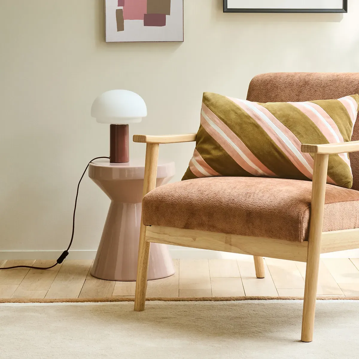 Agathilda Mushroom Table Lamp - Terracotta, Opaline Glass alternate view