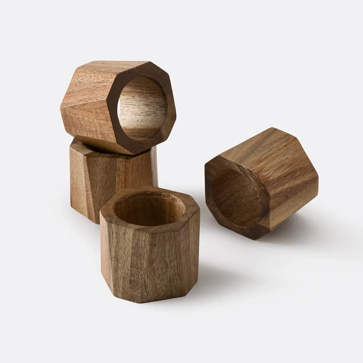 Akacito Set of 4 Octagonal Napkin Rings - Acacia product