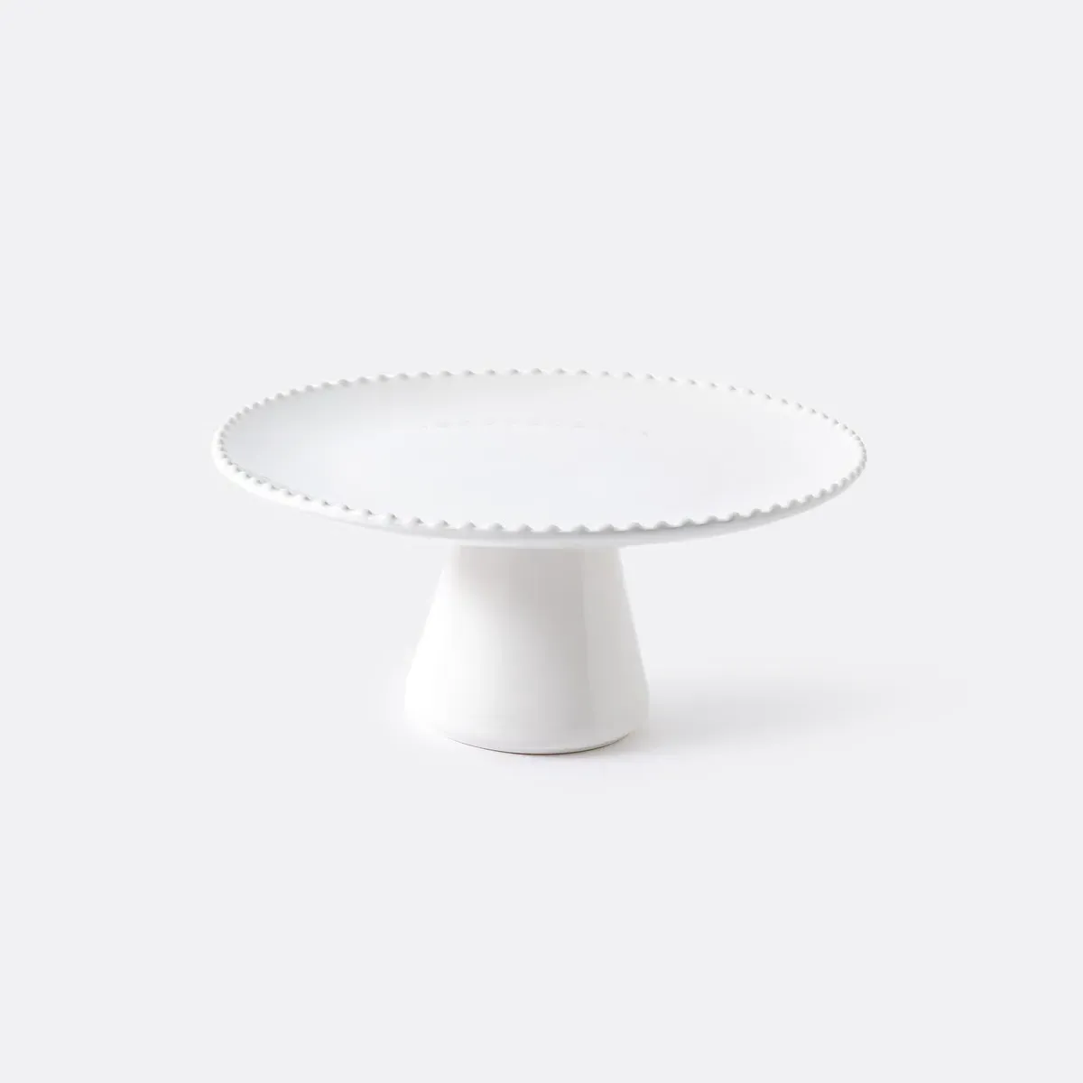 Akoya Round Cake Stand with Beaded Edge - Ecru, Stoneware product