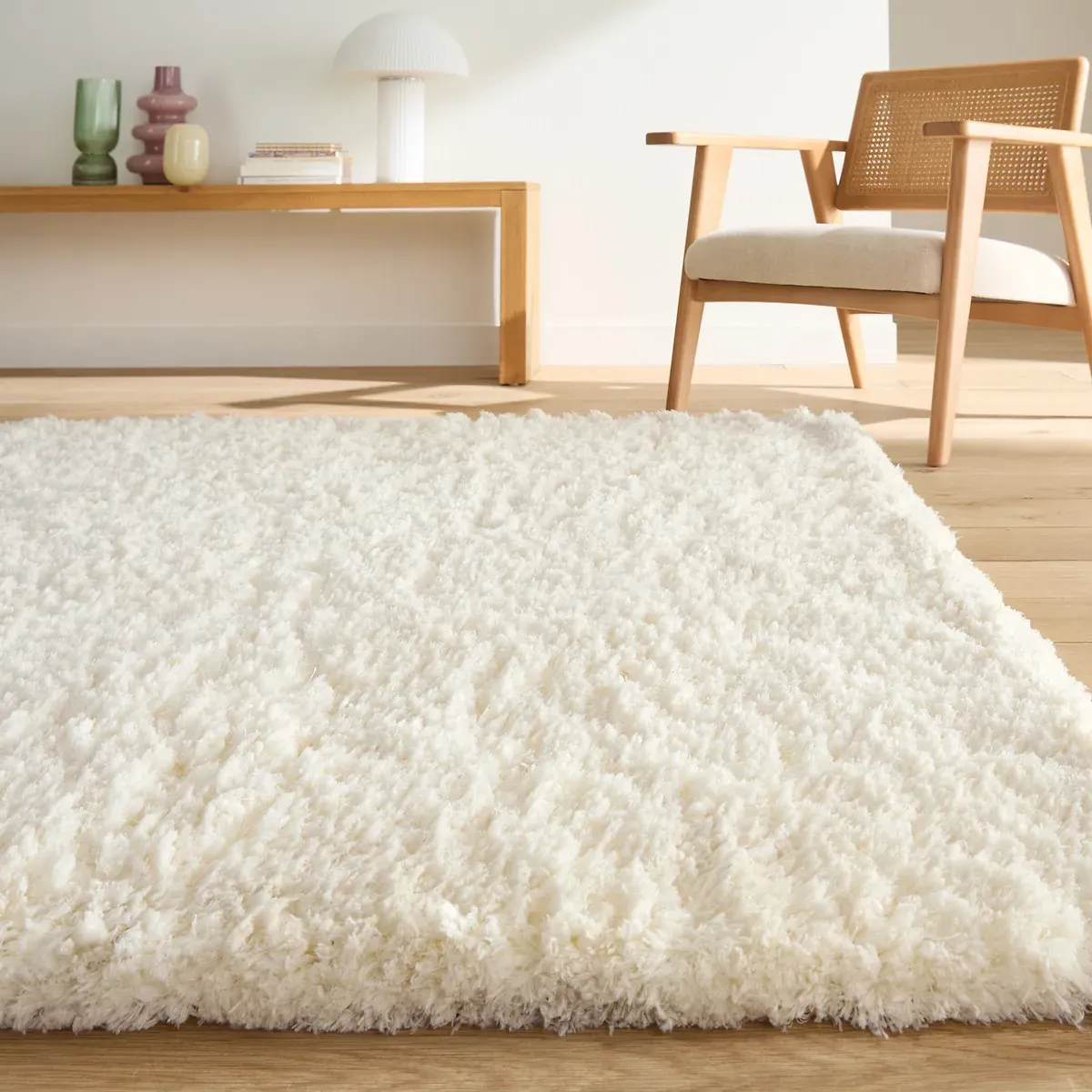 Albia Shaggy Wool Effect Rug - Ecru, Recycled Polyester product