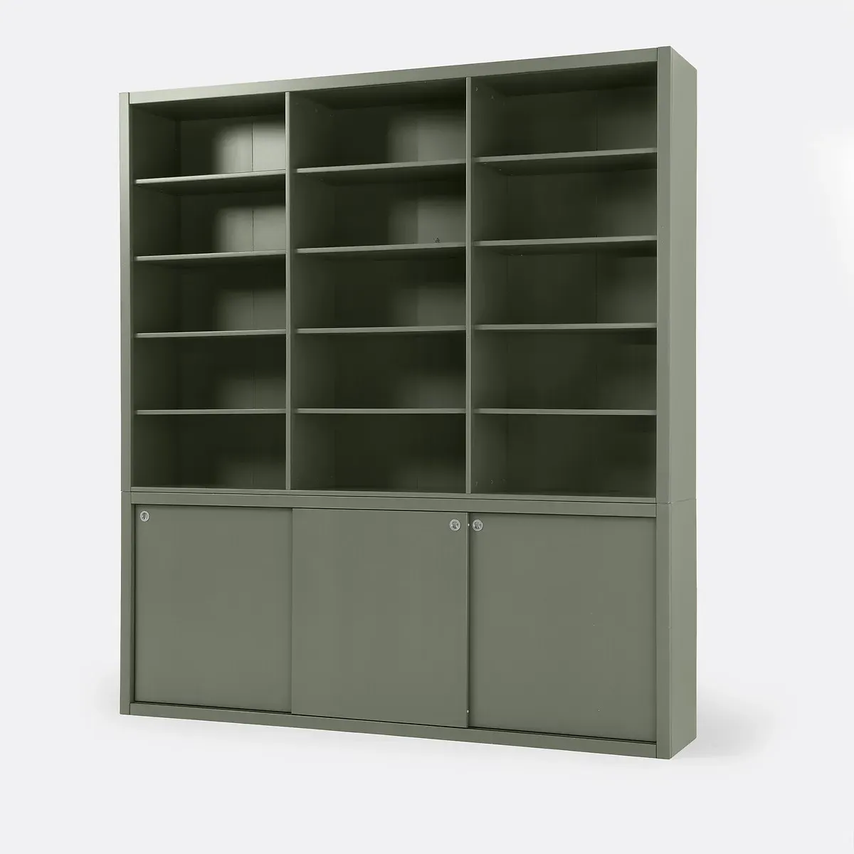 Alexandrie 15-Compartment Bookcase with Sliding Doors - Green, MDF product