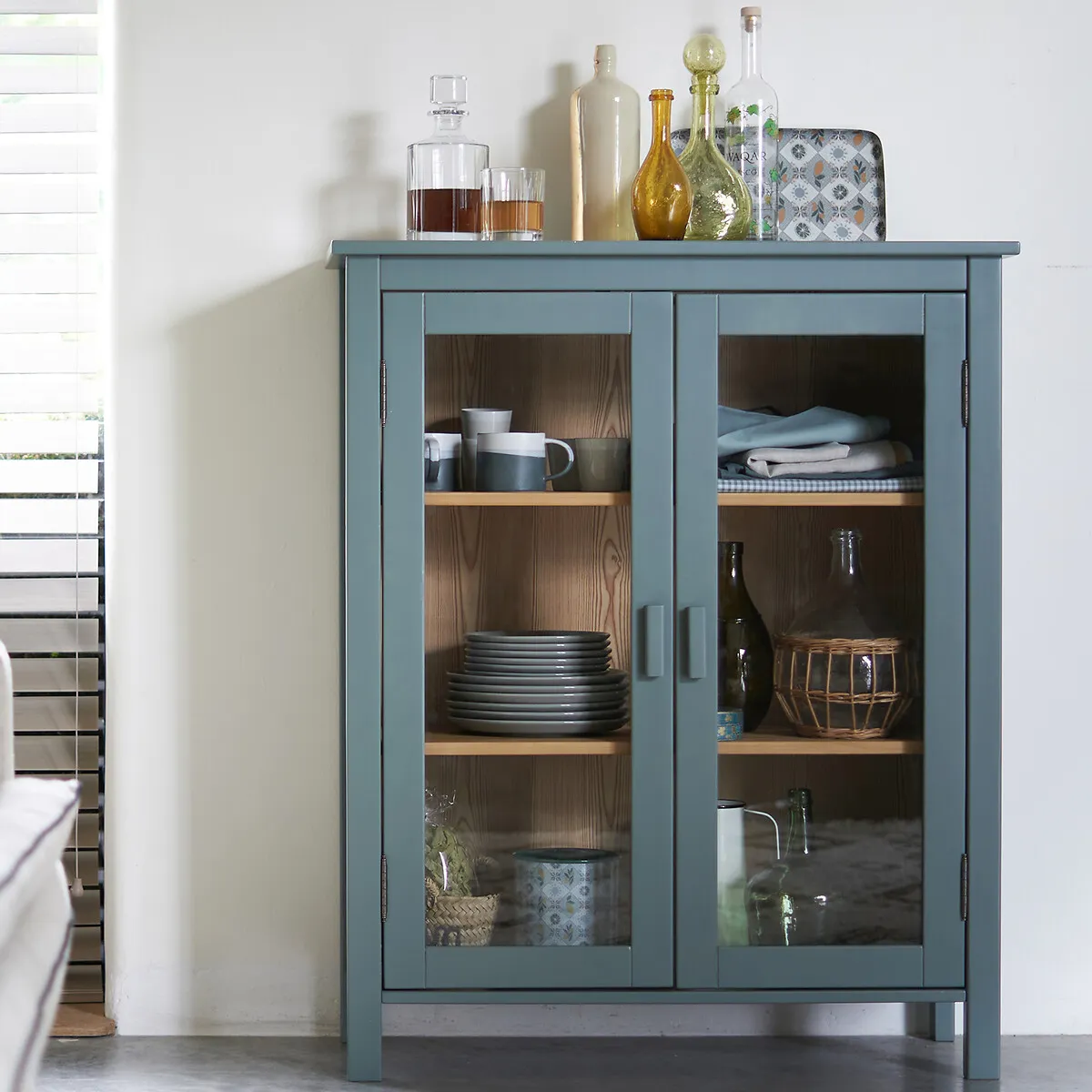 Alvina Low China Cabinet - Green Eucalyptus, Solid Pine alternate view