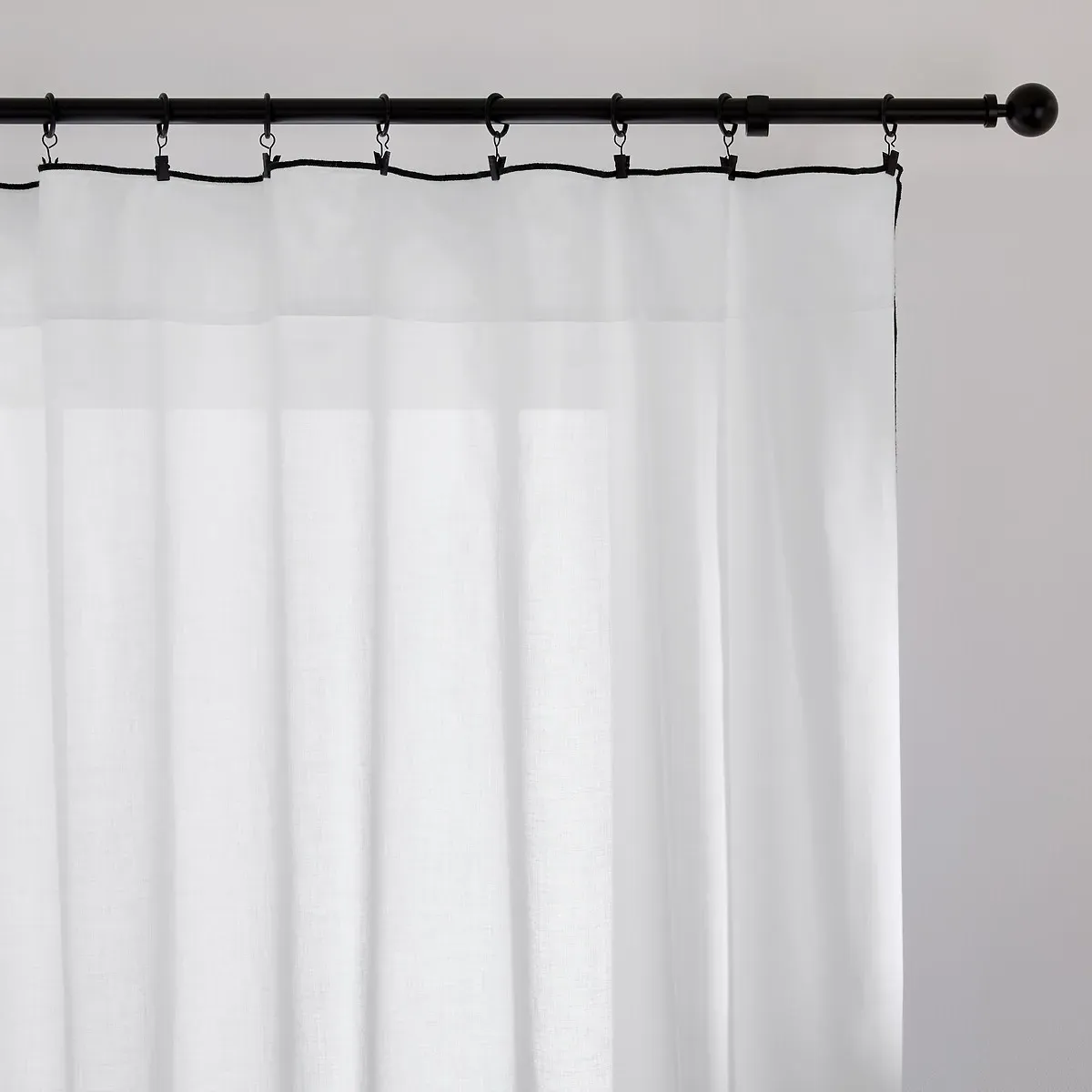 Anahi Cotton Voile Panel with Piping Finish - White product