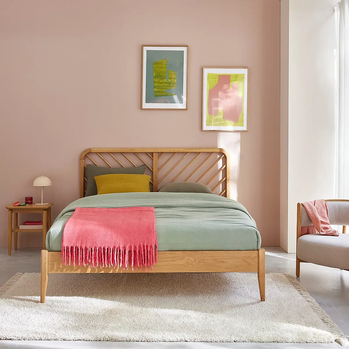 Anda Double Bed Frame with Slatted Base - Oak alternate view