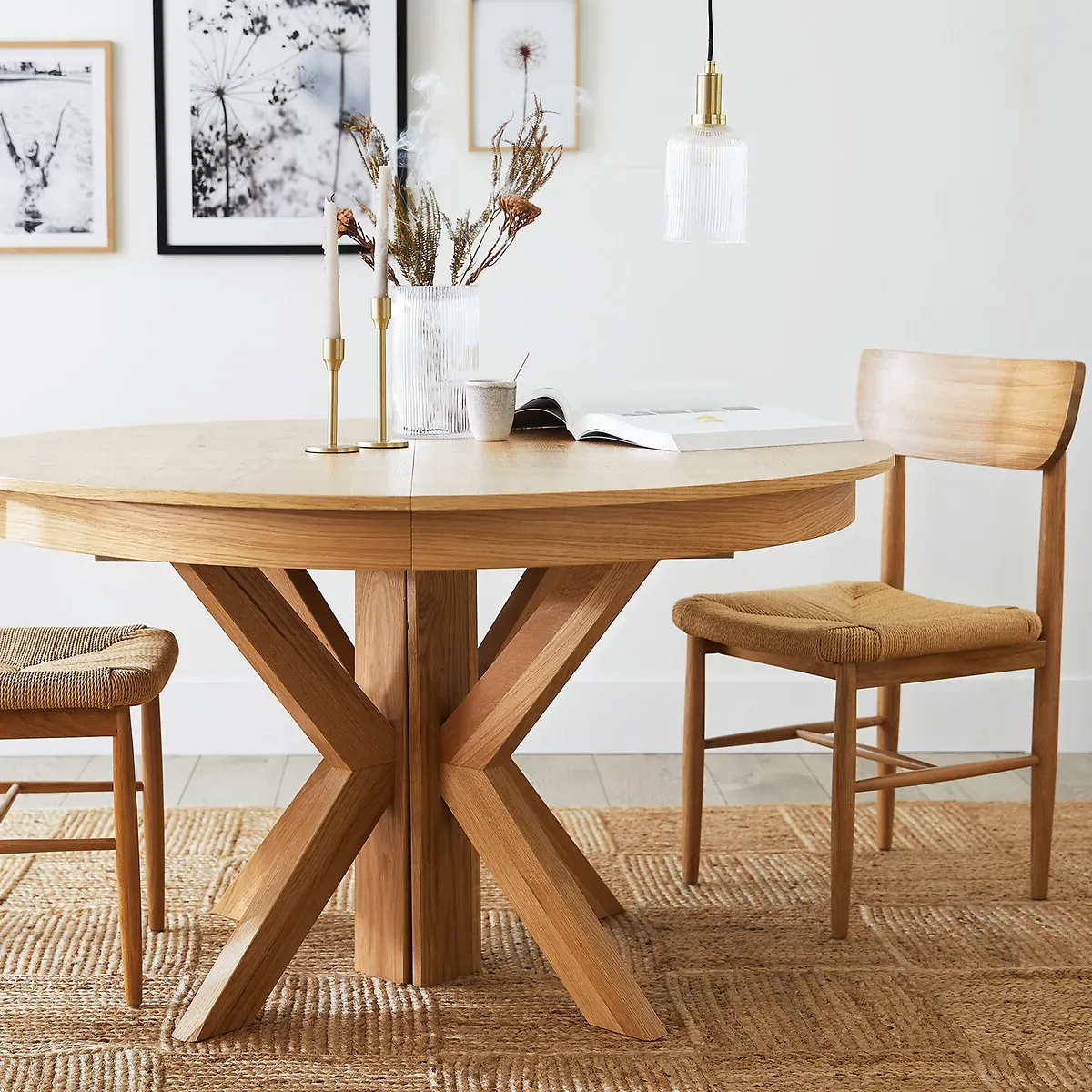 Andre Set of 2 Dining Chairs with Braided Seats - Medium Oak alternate view