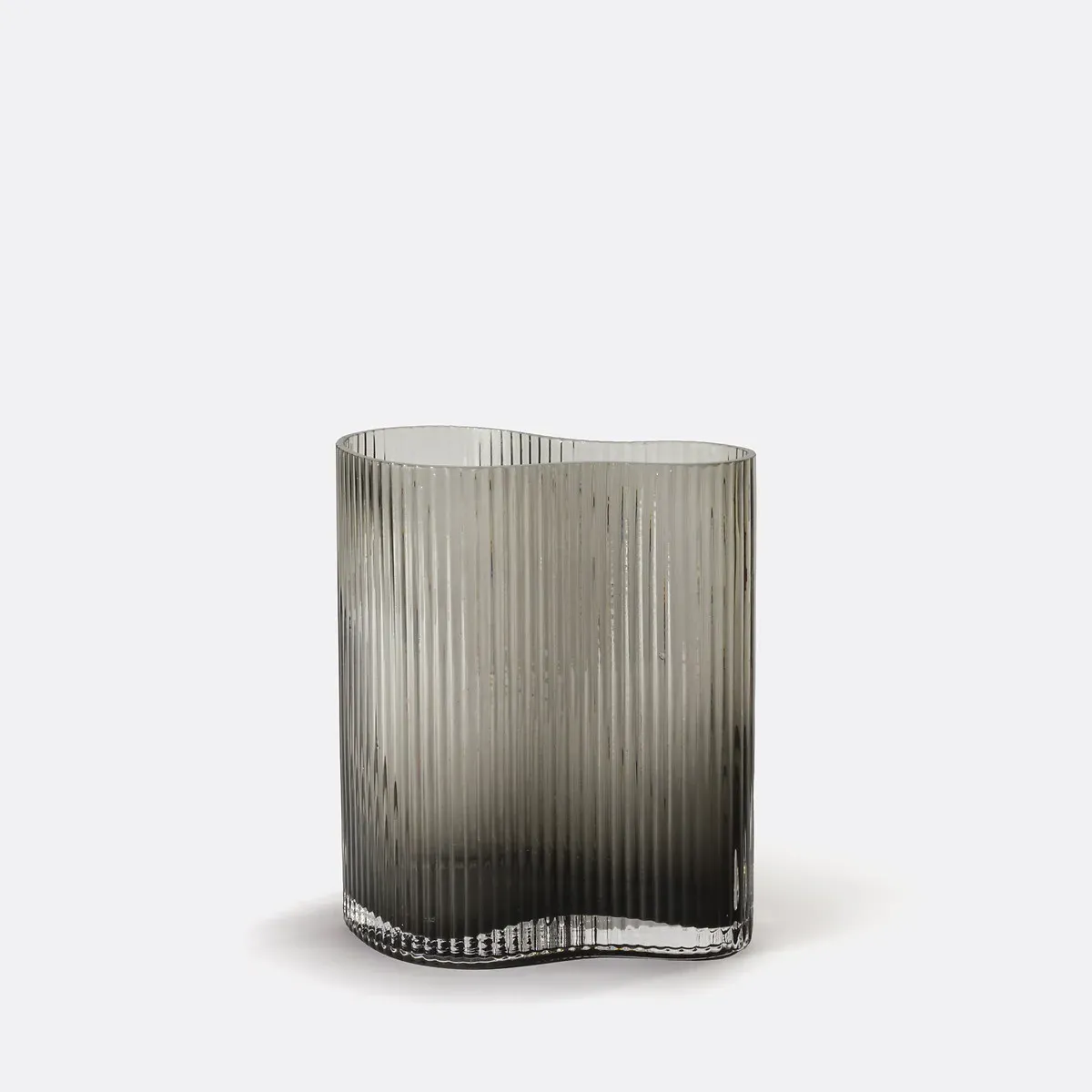 Anija Ribbed Glass Vase - Smoked Grey product