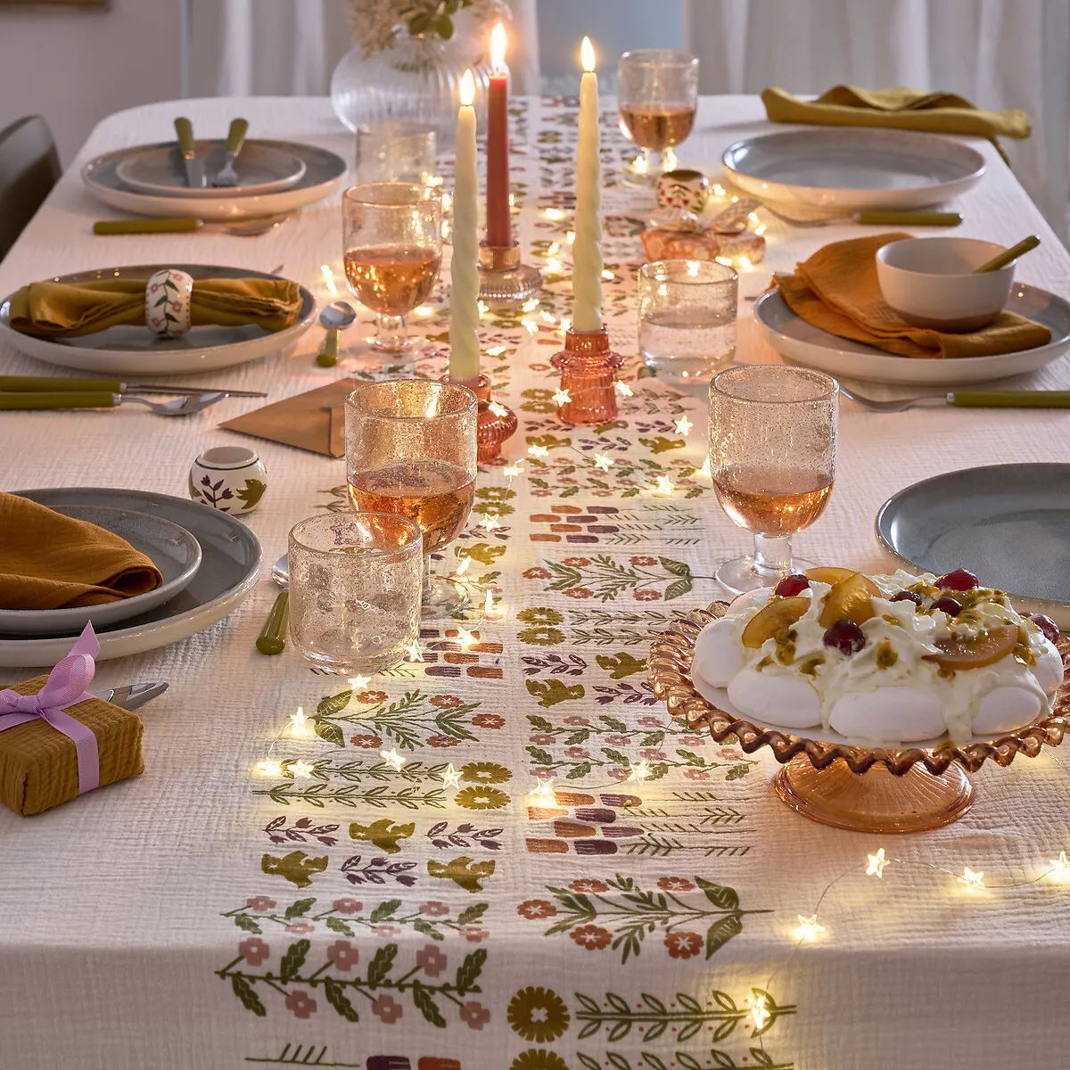 Anselme Rectangular Printed Tablecloth - Ecru, Cotton Muslin alternate view