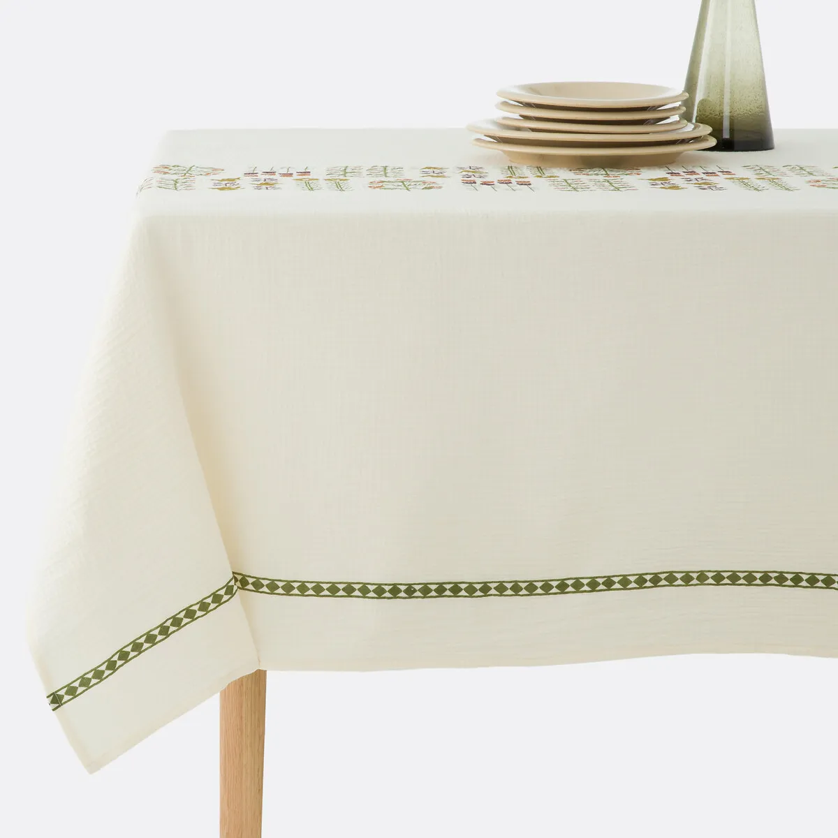 Anselme Rectangular Printed Tablecloth - Ecru, Cotton Muslin product
