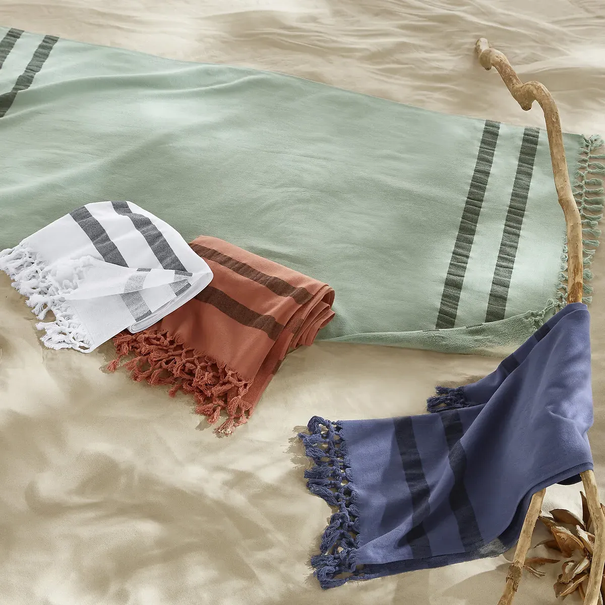 Antalya XL Fouta Towel - White, Organic Cotton alternate view
