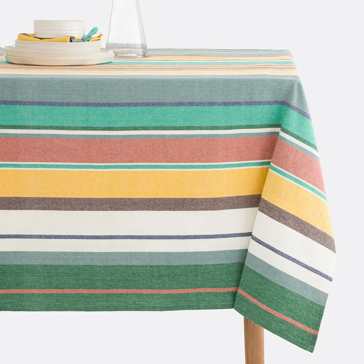 Antika Striped Tablecloth - Green, Cotton product