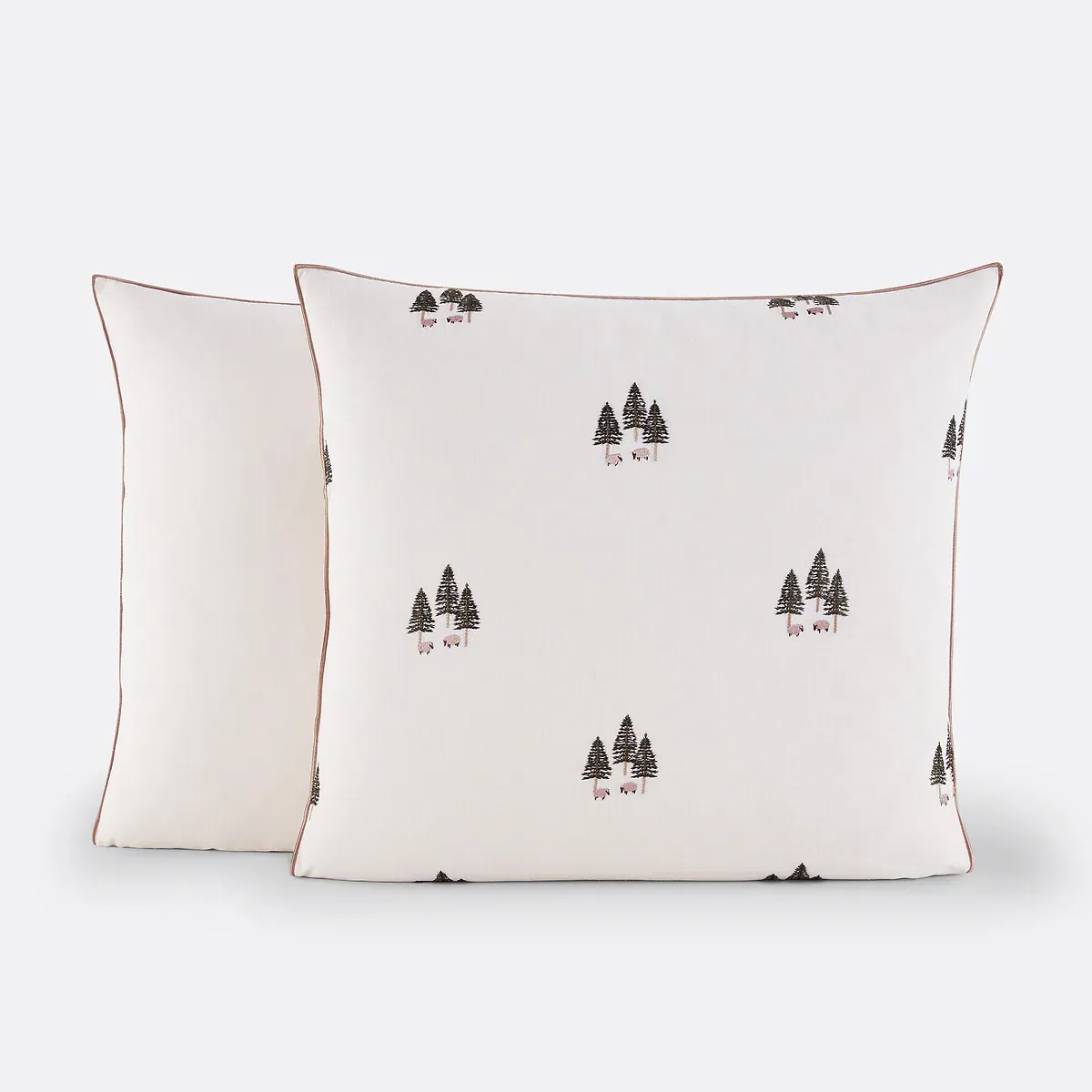 Anton Embroidered Pillowcase - Off-White, Cotton Linen alternate view