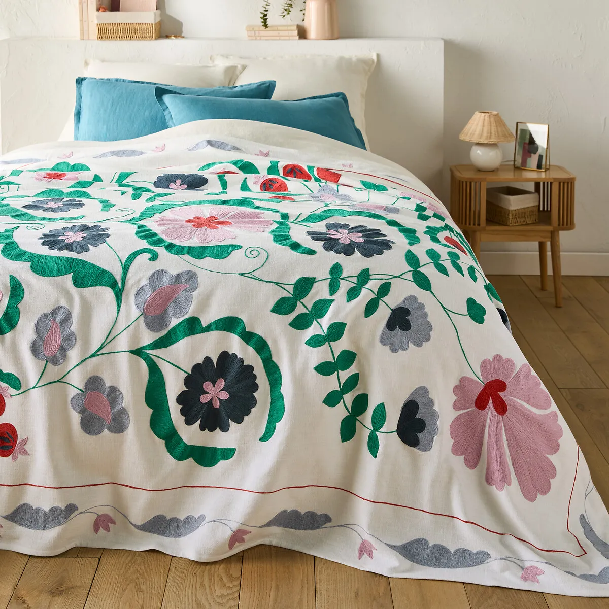 Antonie Embroidered Bedspread - Ecru, Slub Cotton product