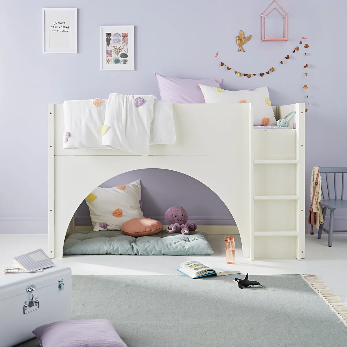 Arch Mid-Height Platform Bed - Off-White, MDF alternate view