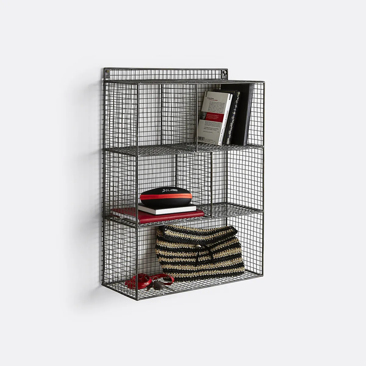 Areglo Wall-Mounted Metal Unit with 5 Compartments - Grey alternate view