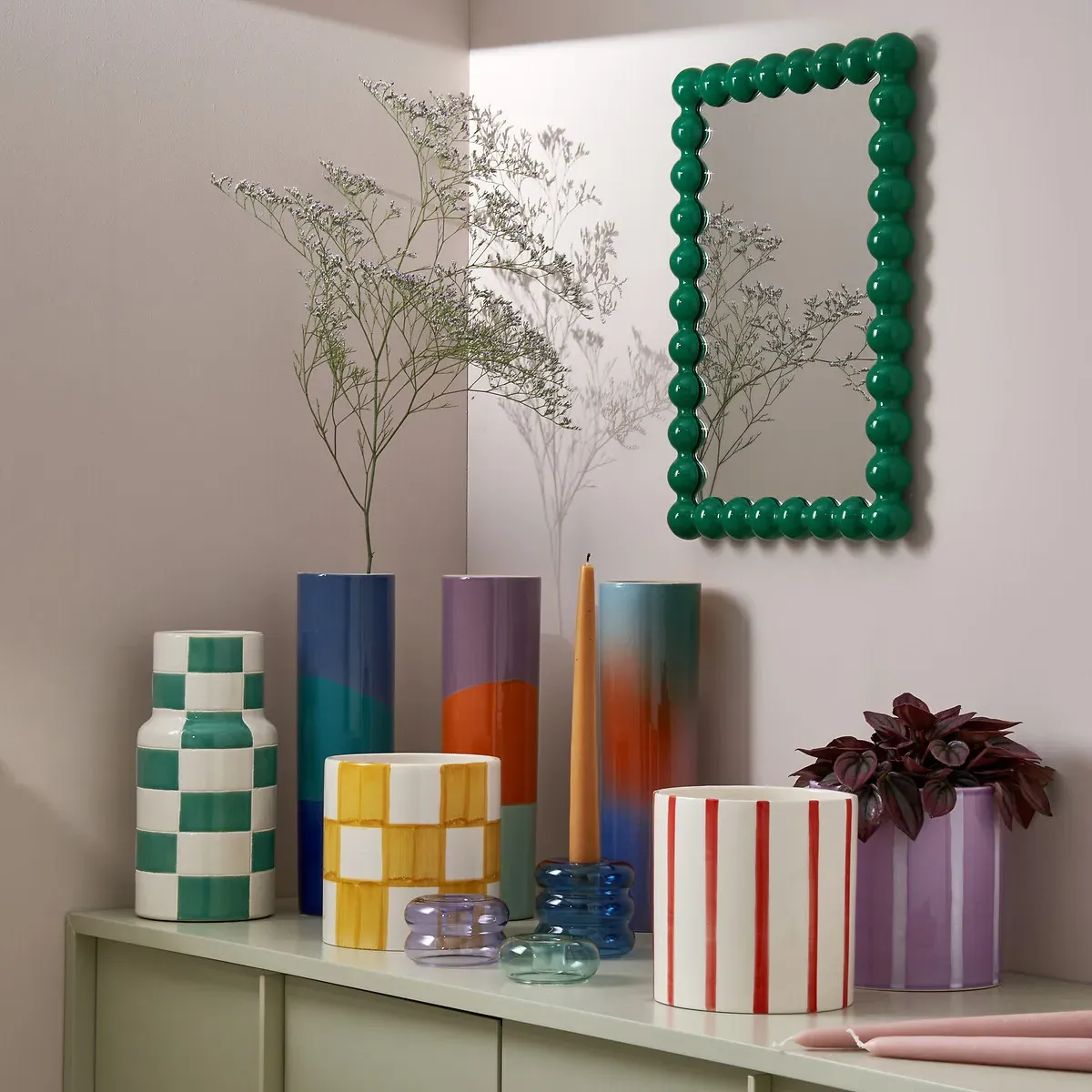 Ario Striped Ceramic Flower Pot - Red alternate view