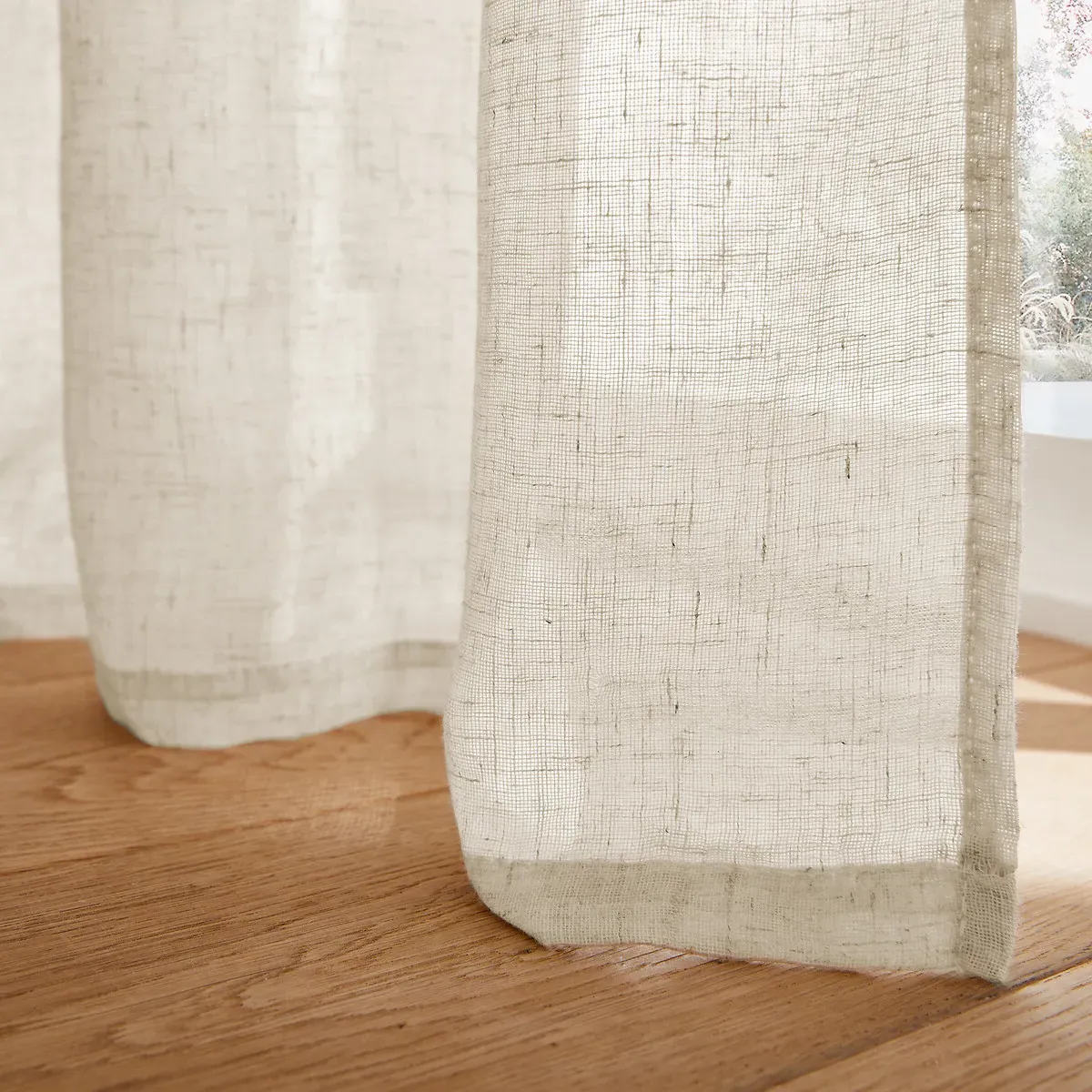 Aron Voile Panel Pencil Pleat & Wave - Natural, Polyester Linen alternate view