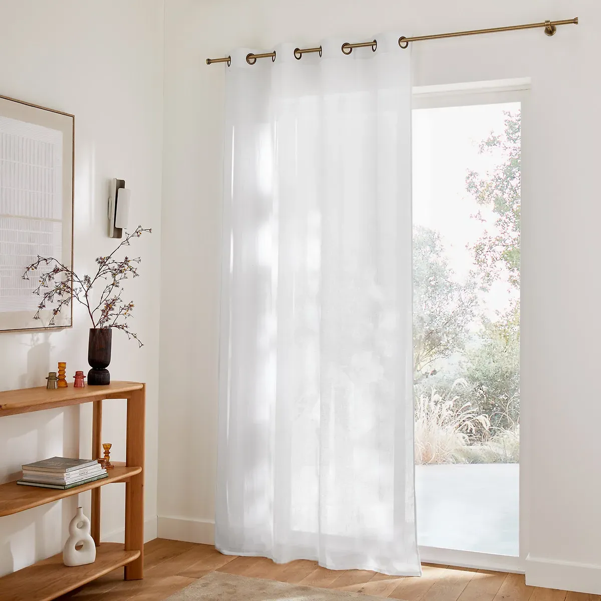 Aron Voile Panel with Eyelets - White, Polyester Linen alternate view