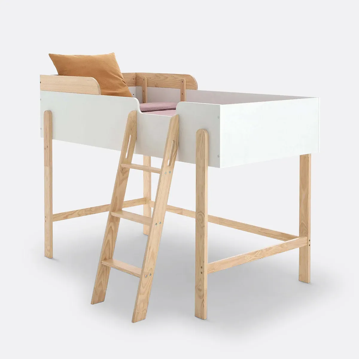 Arturo Mid-Height Loft Bed - White, Pine product