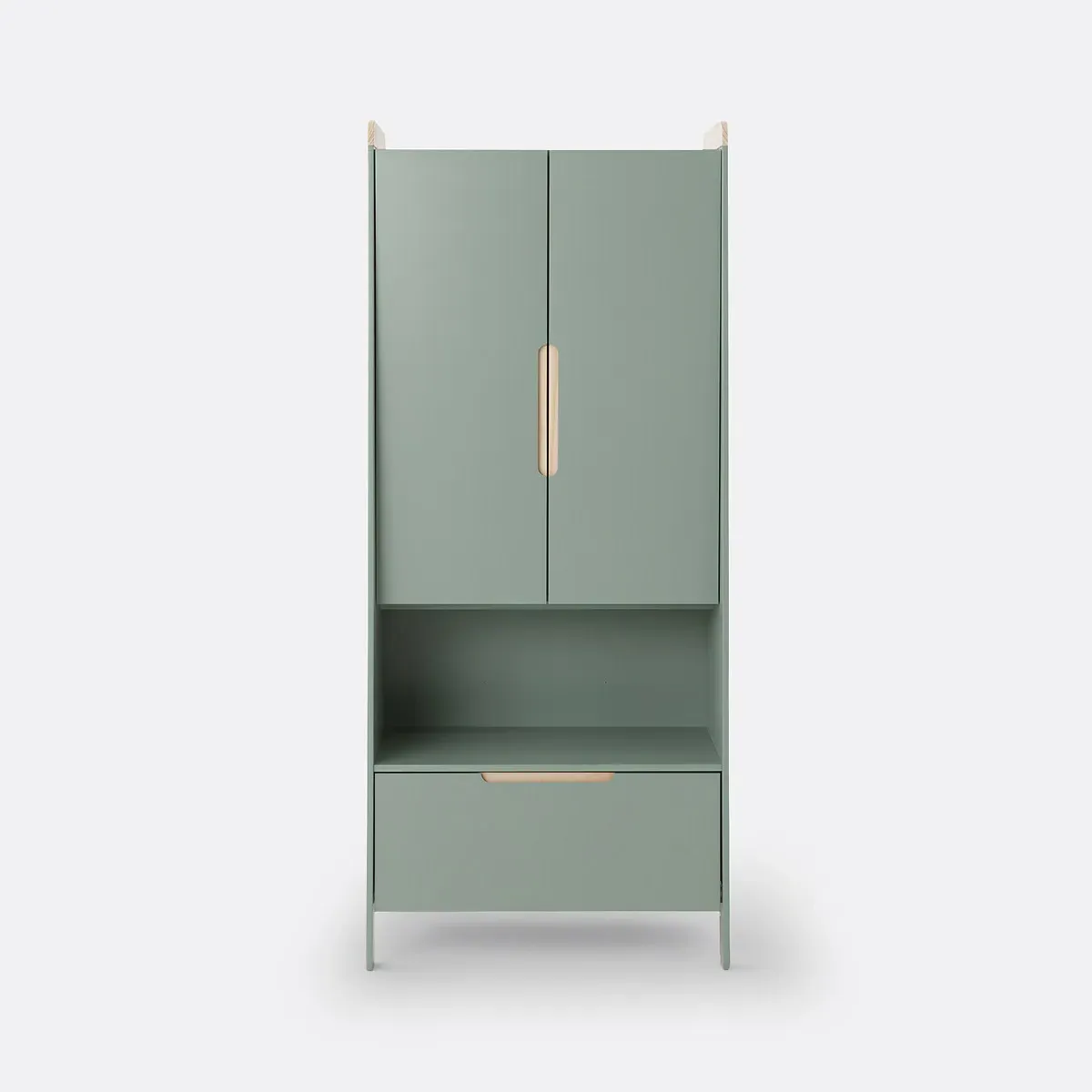 Arturo Wardrobe with Drawer and Storage - Grey-Green, Pine alternate view