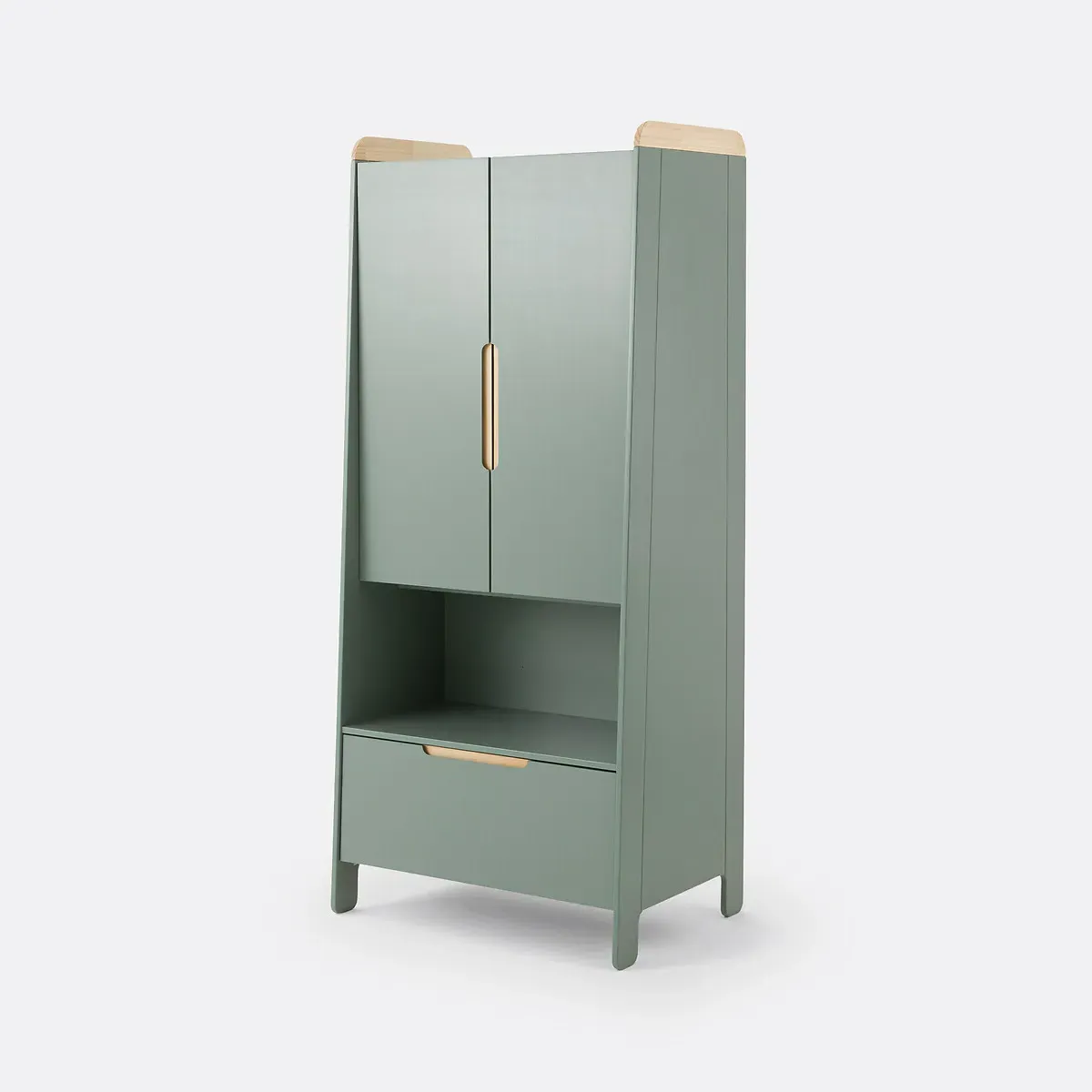 Arturo Wardrobe with Drawer and Storage - Grey-Green, Pine product