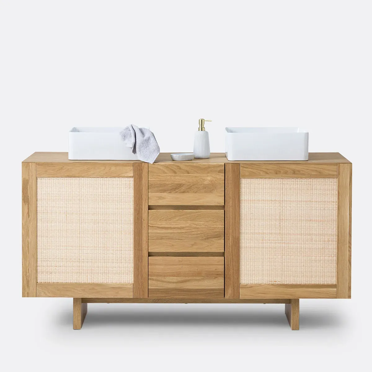 Arty Cannage Double Sink Unit - Natural, Oak alternate view