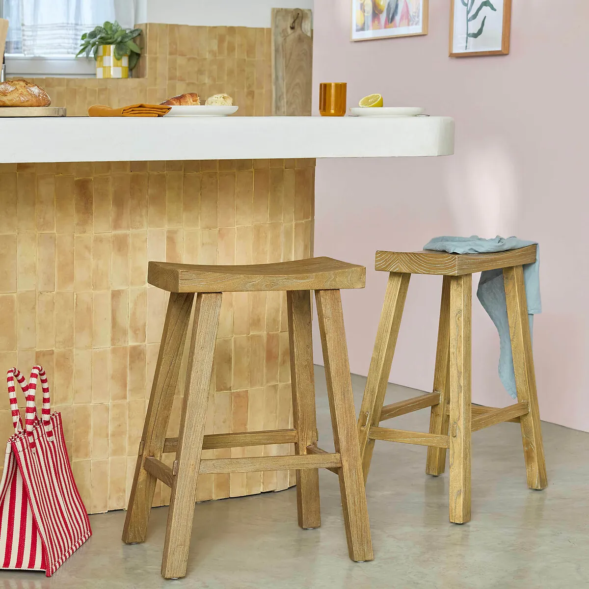 Asayo Bar Stool - Natural, Solid Elm alternate view