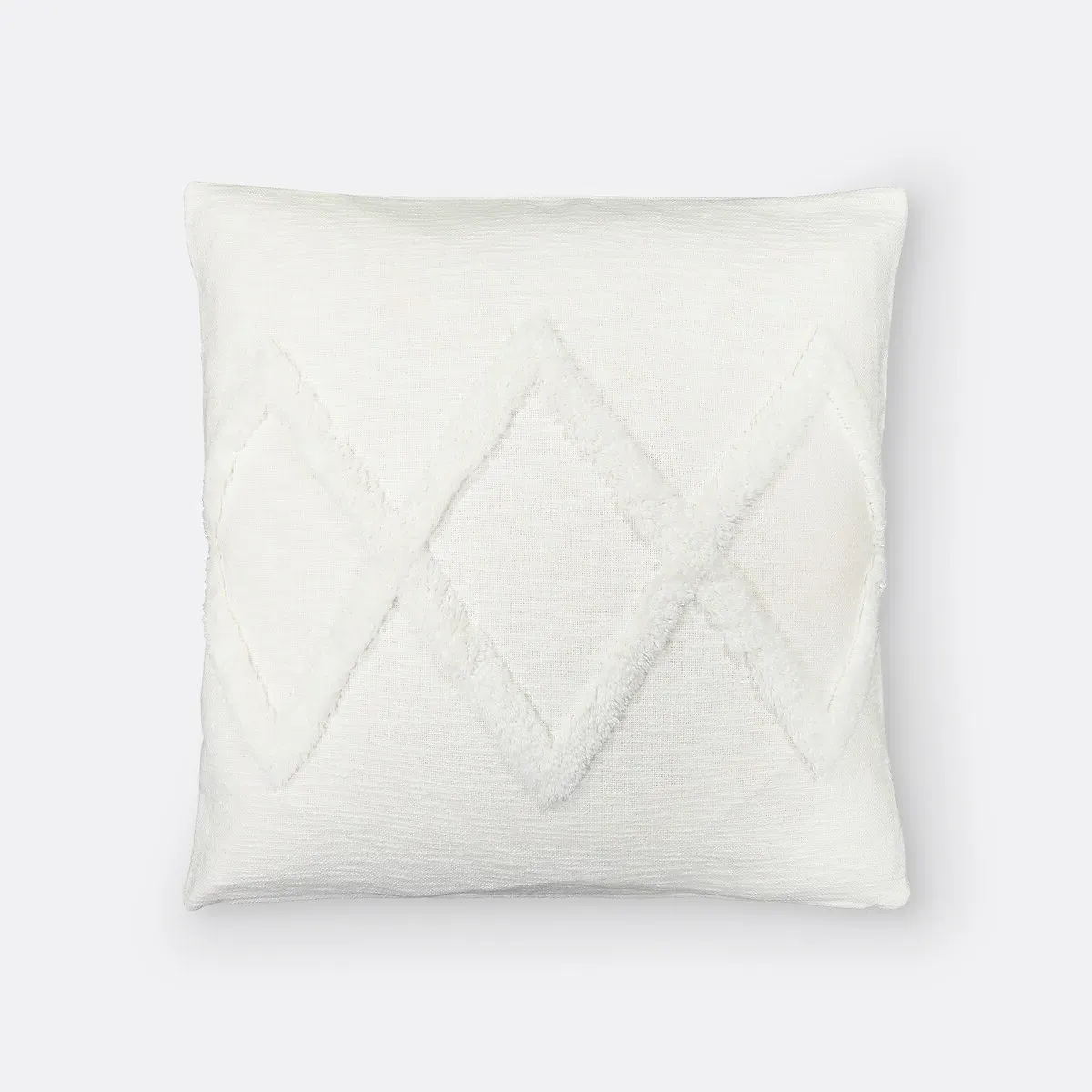 Assa Square Tufted Cushion Cover - White, Cotton product