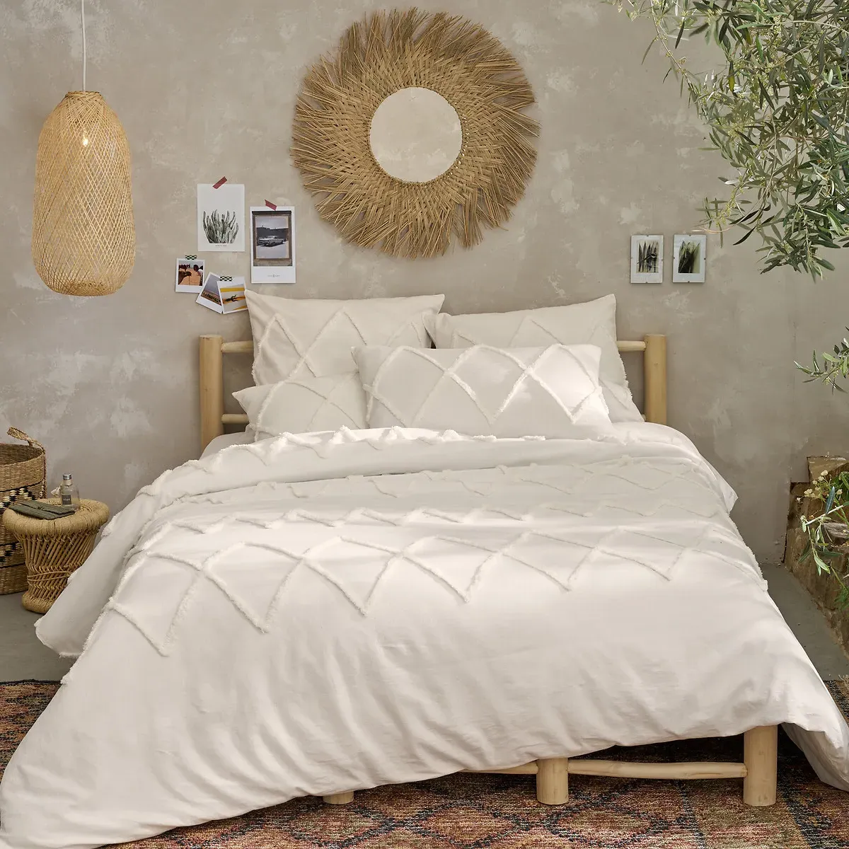 Assa Textured Duvet Cover - Off-White, Cotton product