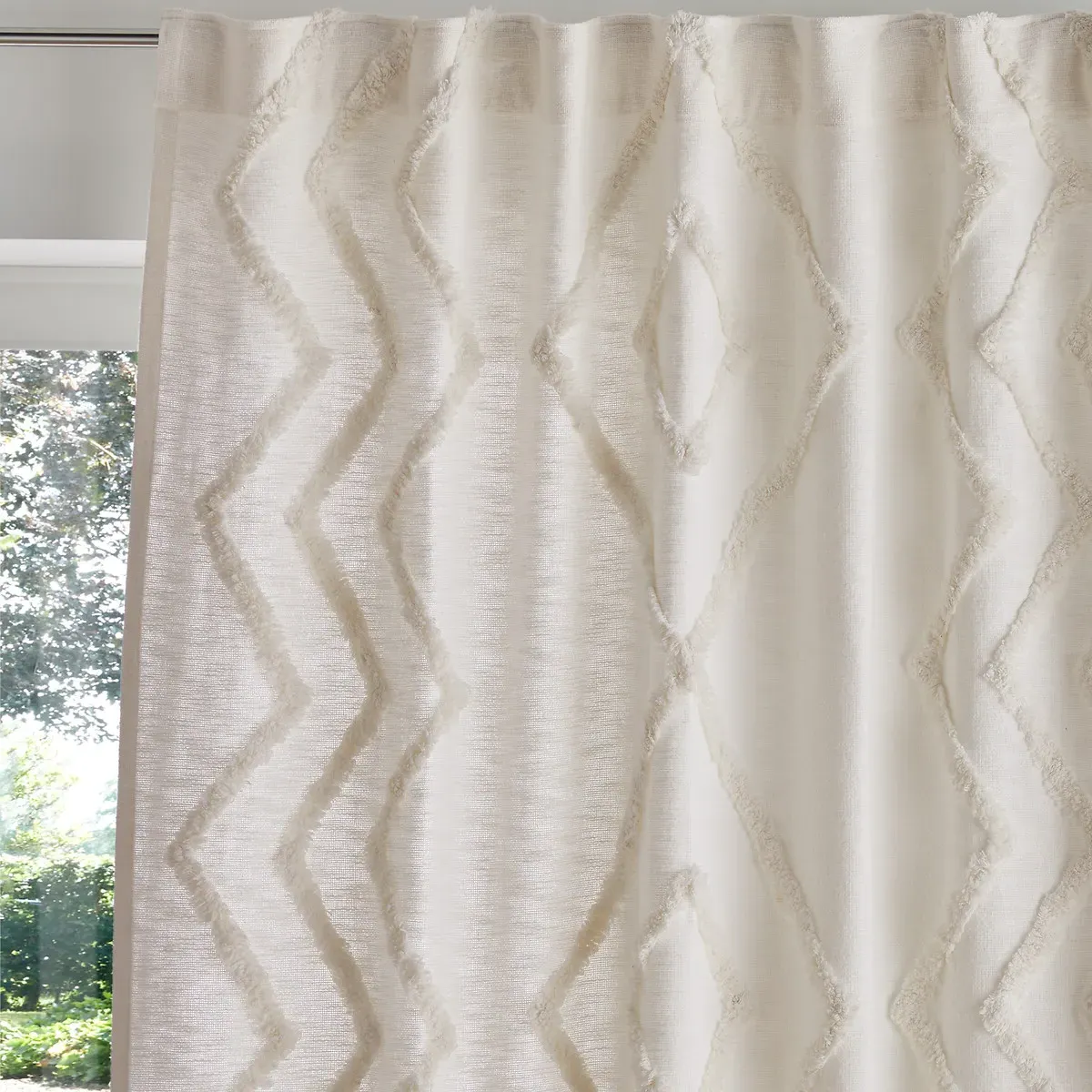 Assa Tufted Curtain with Concealed Tab Header - White, Cotton alternate view