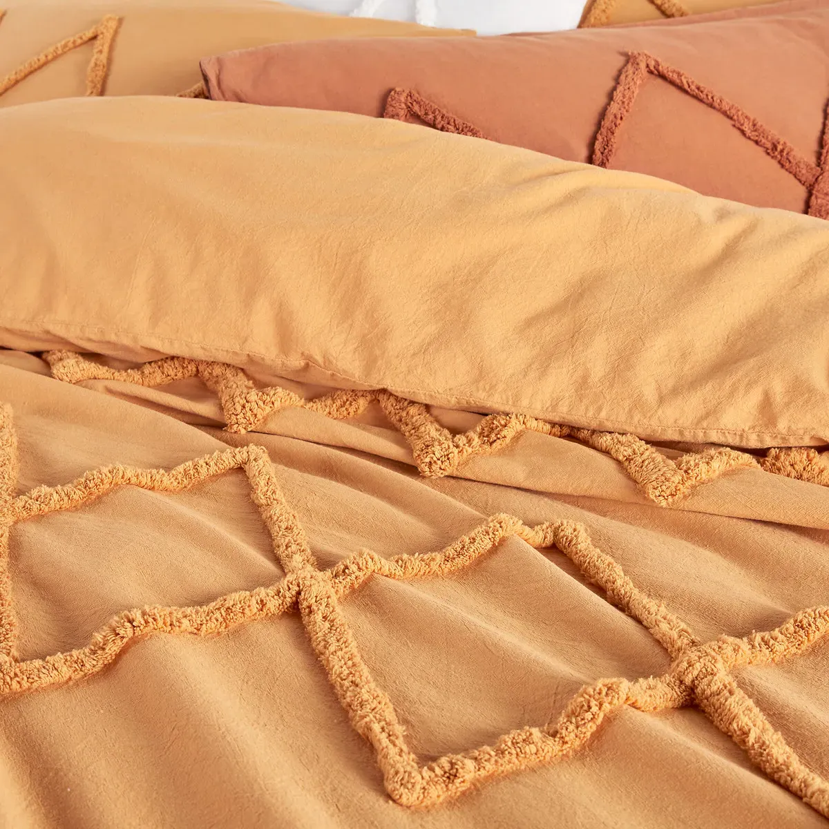 Assa Tufted Pillowcase - Ochre, Cotton alternate view