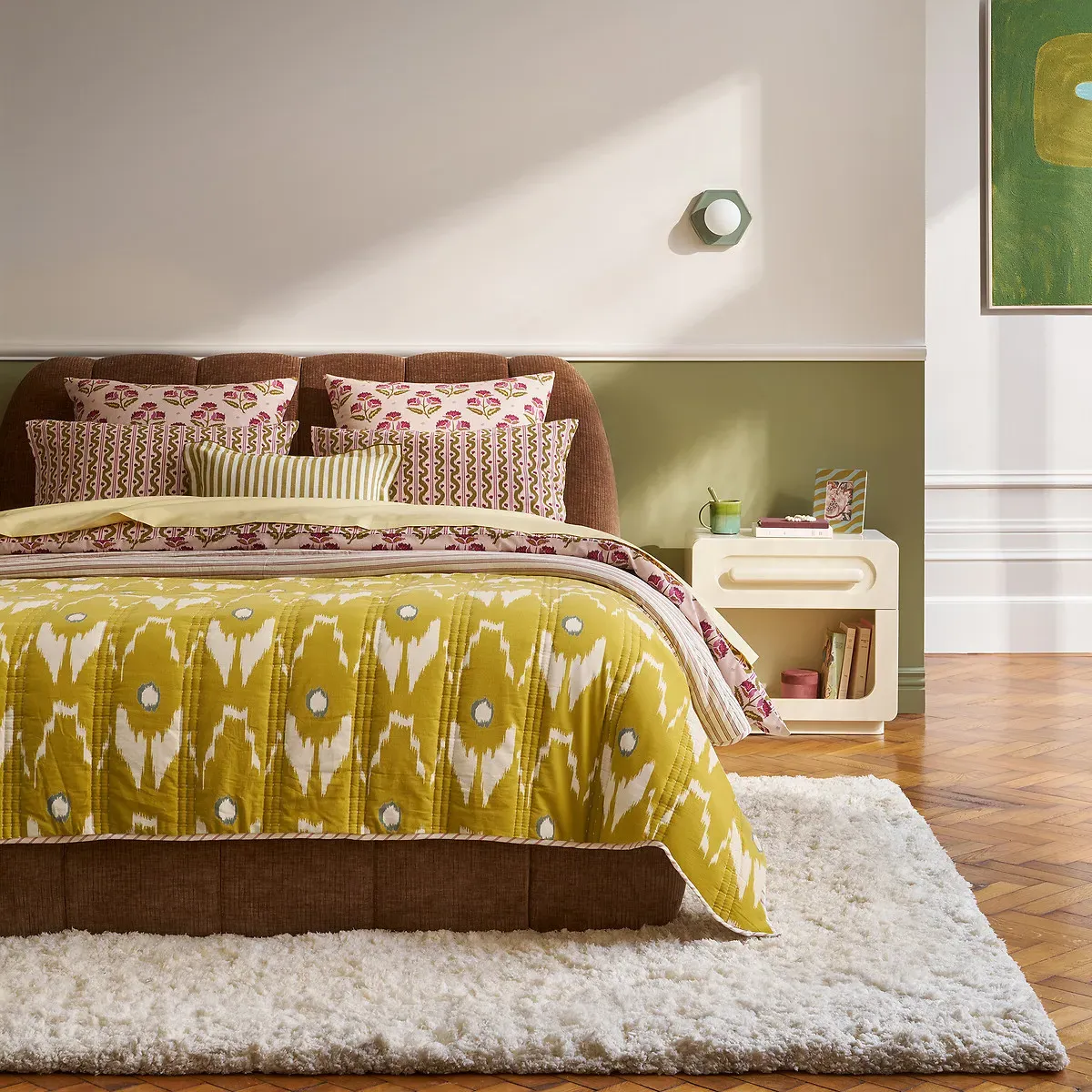 Astana Ikat Print Kantha Bedspread - Printed, Cotton alternate view
