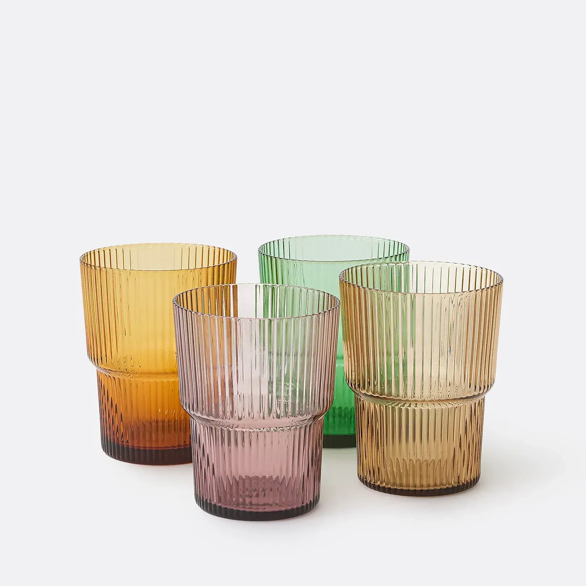 Astri Set of 4 Ribbed Tumblers - Multi-Coloured, Glass product